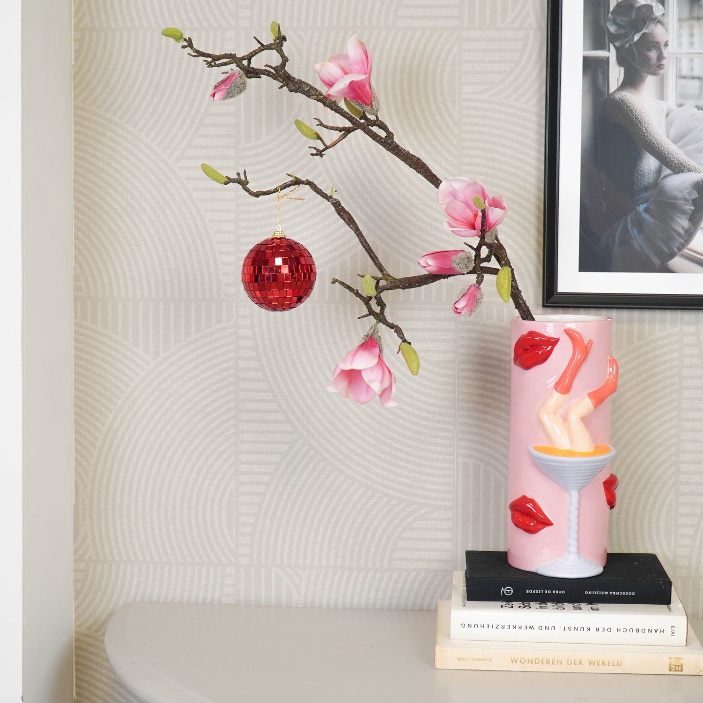 Christmas Decoration -  Christmas Hanger - Discoball - Foam - Red - 8x8x8cm