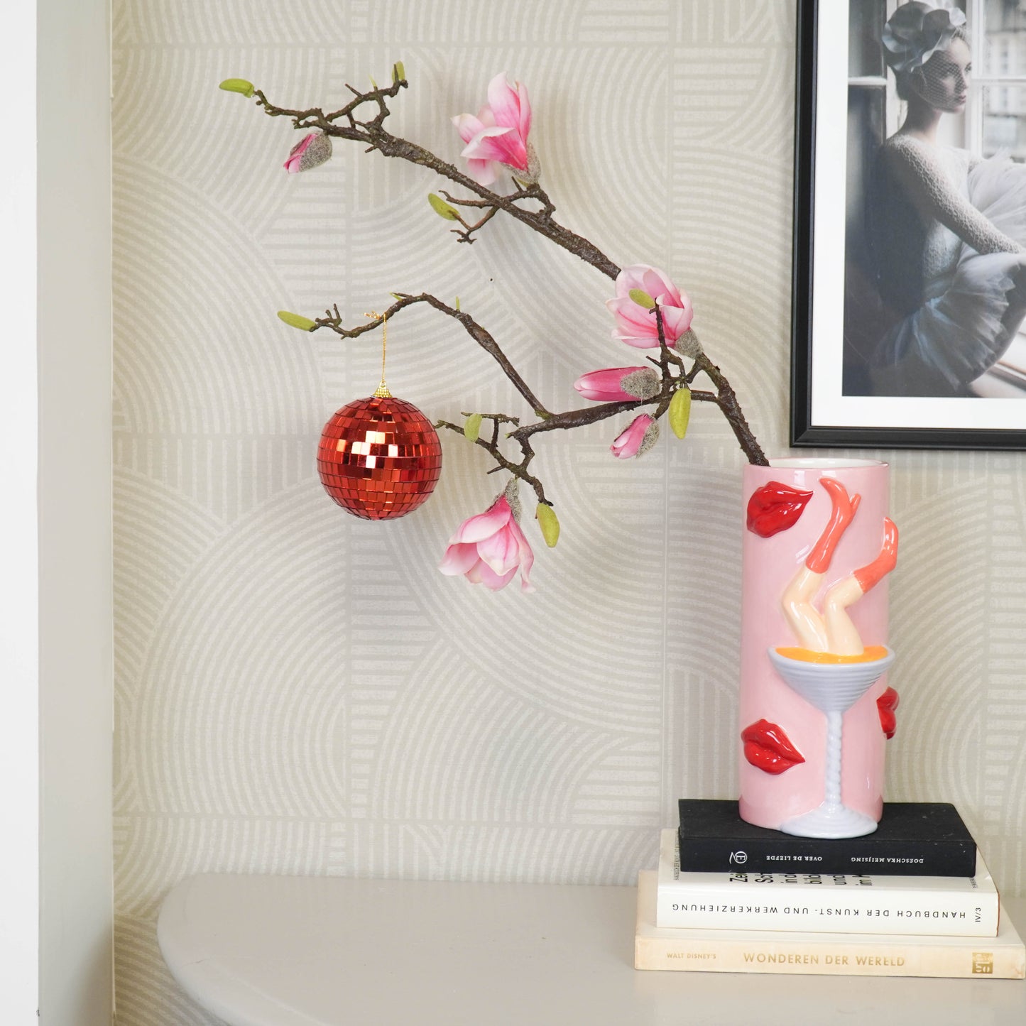 Christmas Decoration -  Christmas Hanger - Discoball - Foam - Red - 10x10x10cm