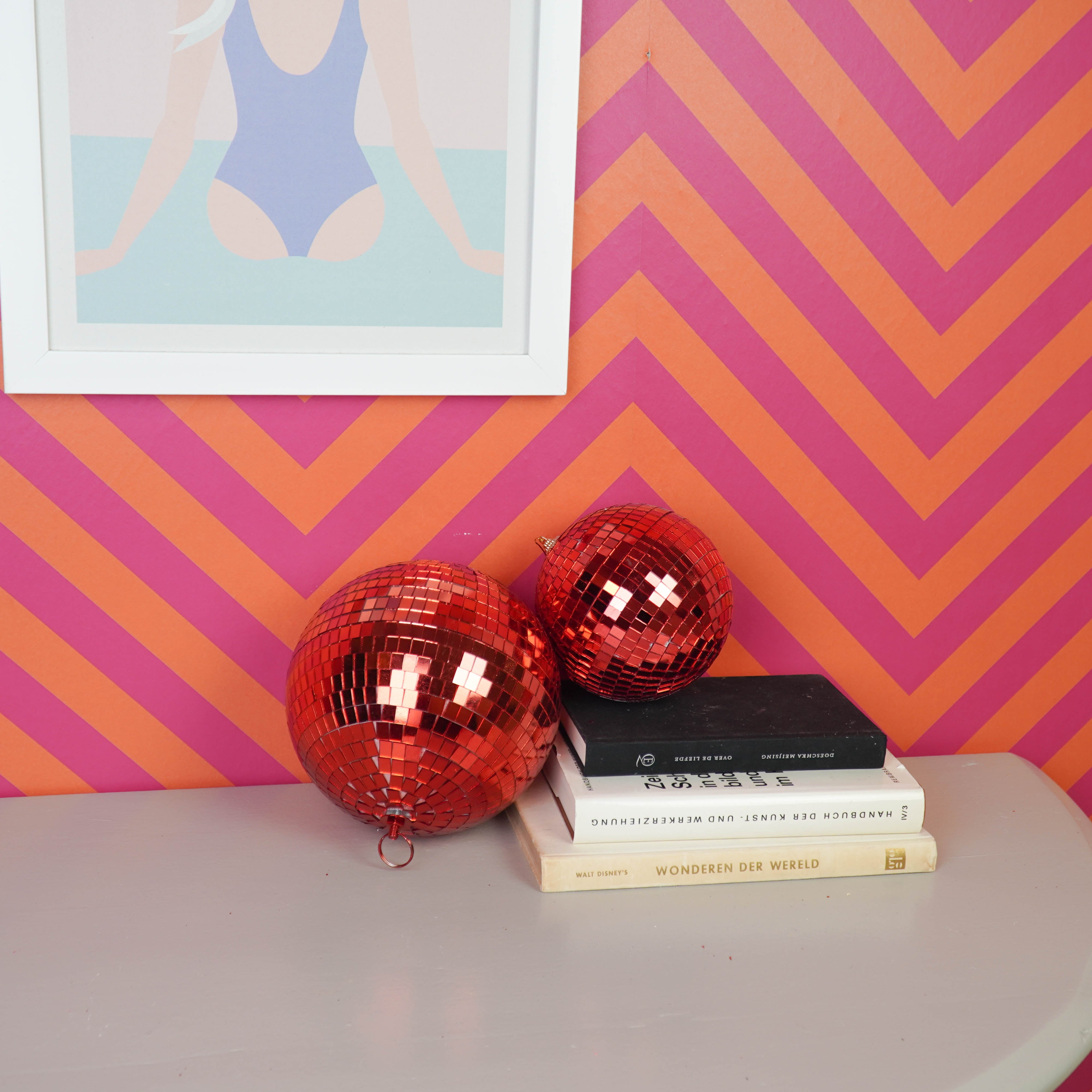 Christmas Decoration -  Christmas Hanger - Discoball - Foam - Red - 10x10x10cm