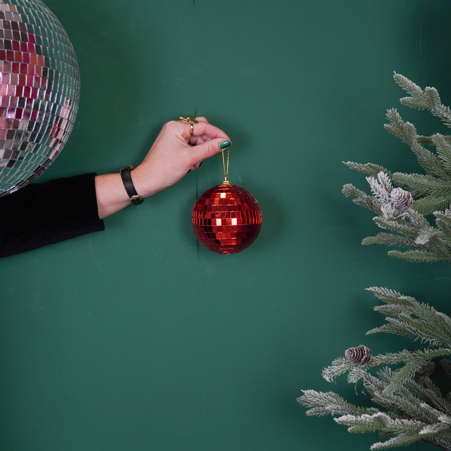 Christmas Decoration -  Christmas Hanger - Discoball - Foam - Red - 10x10x10cm