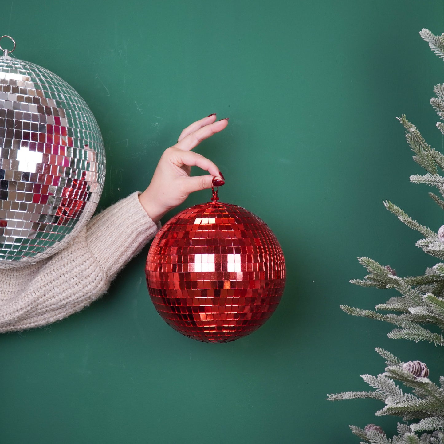 Christmas Decoration -  Christmas Hanger - Discoball - Foam - Red - 20x20x20cm