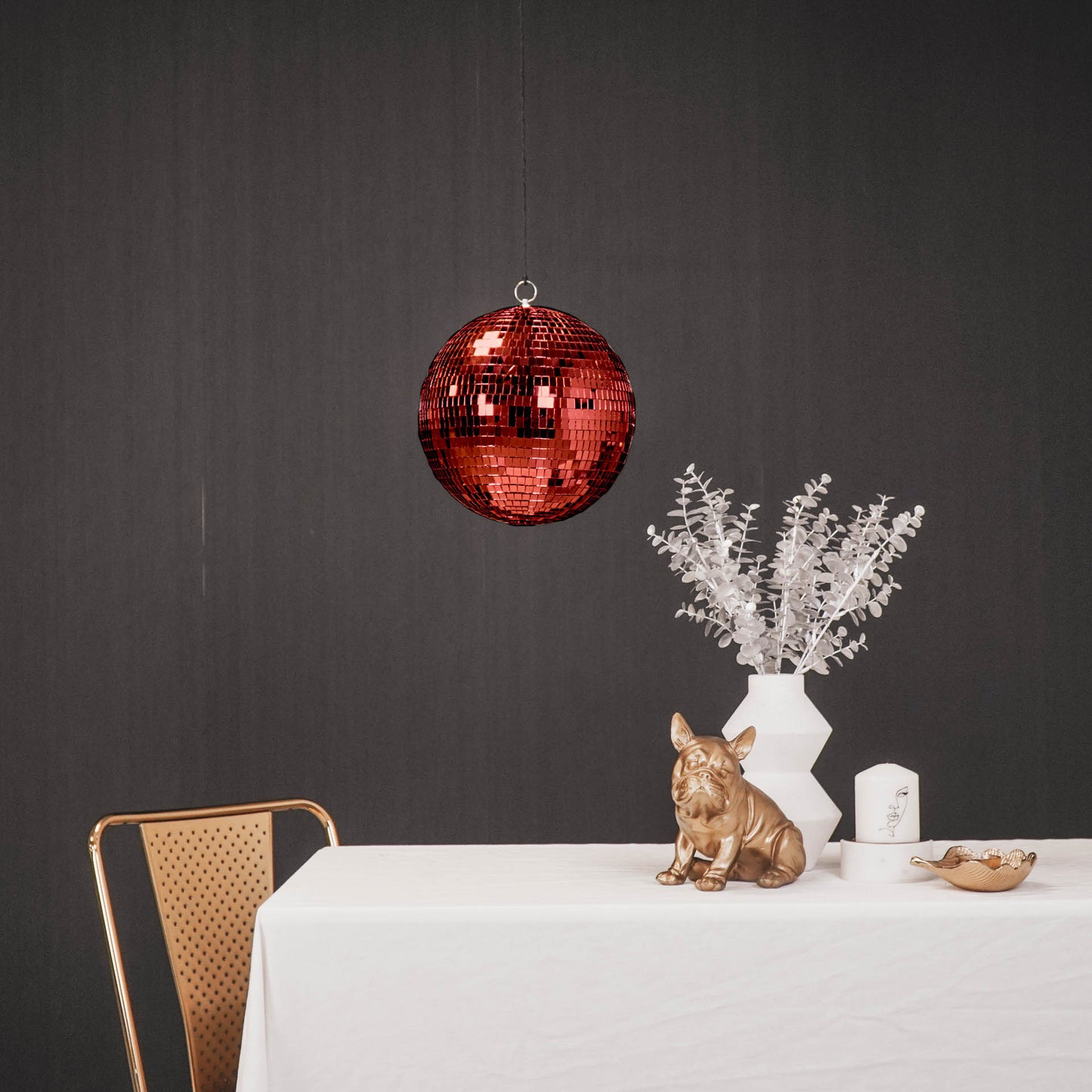 Christmas Decoration -  Christmas Hanger - Discoball - Foam - Red - 20x20x20cm