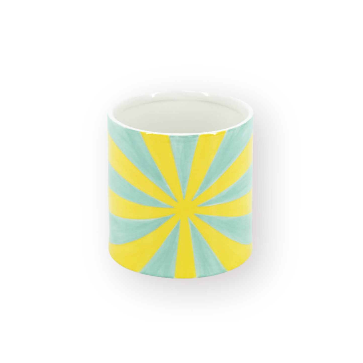 Pot - Flowerpot - Swirl - Yellow/Green - 12.5x12.5x13cm