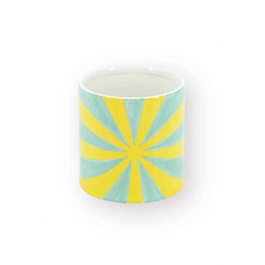 Pot - Flowerpot - Swirl - Yellow/Green - 12.5x12.5x13cm