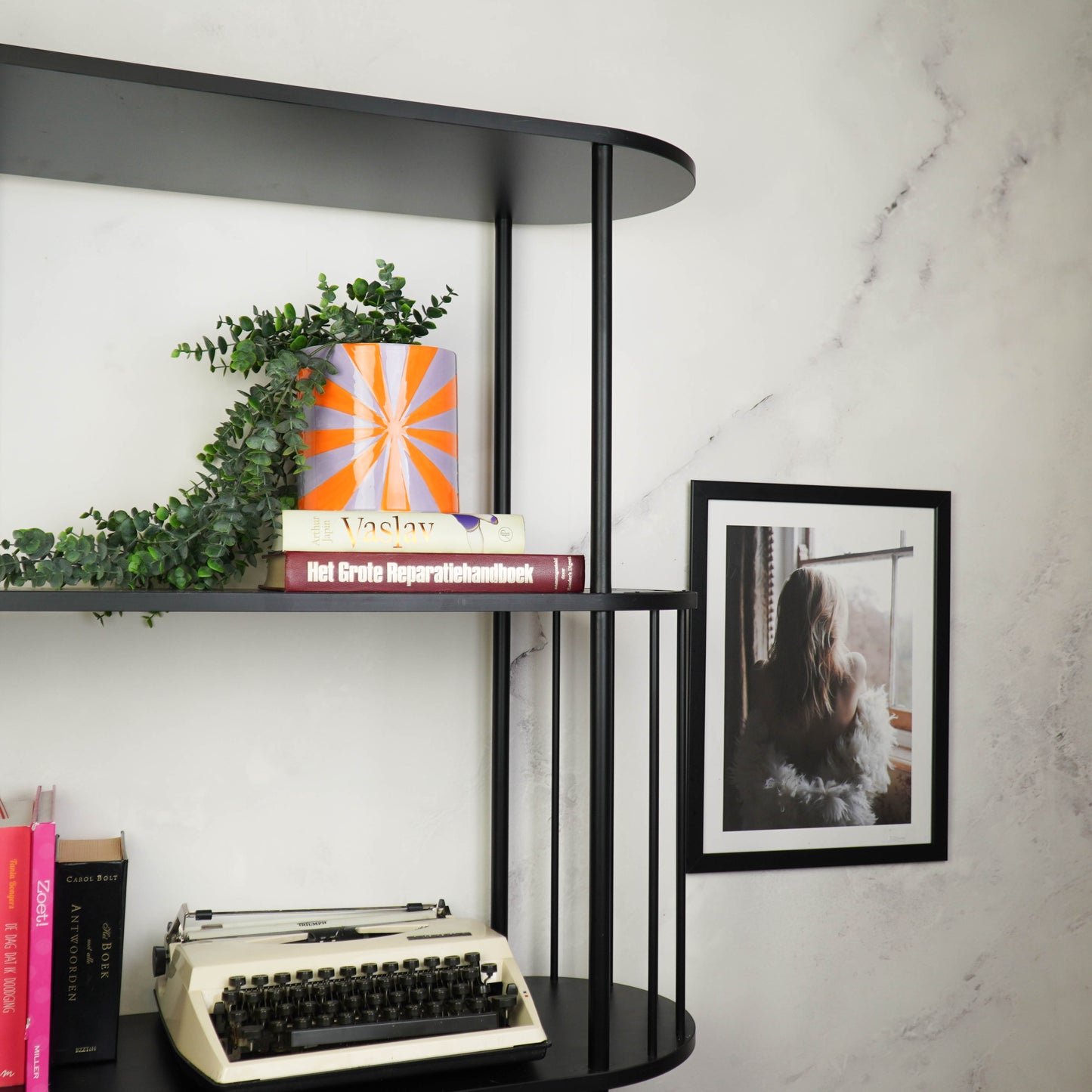 Pot - Flowerpot - Swirl - Lilac/Orange - 12.5x12.5x13cm