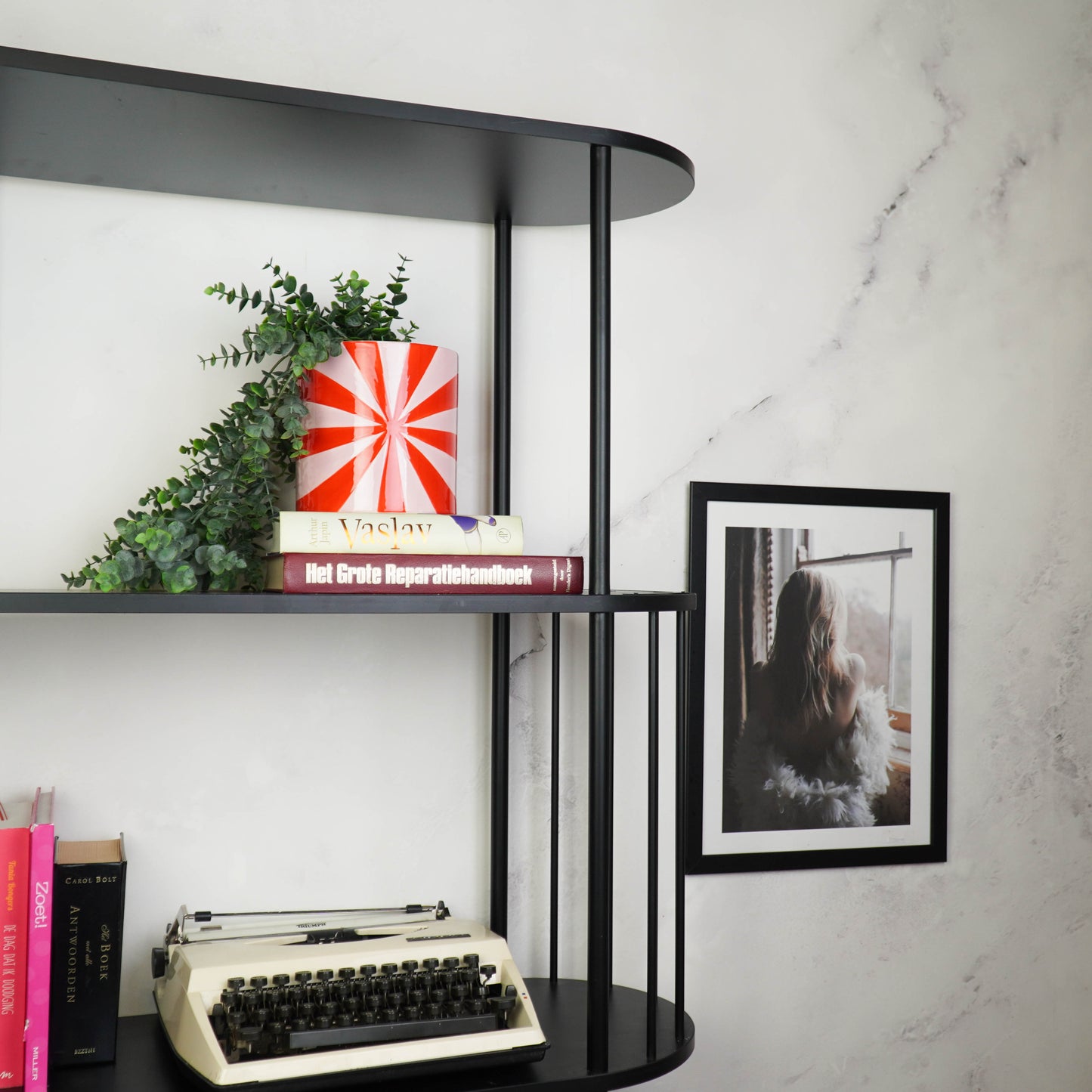 Pot - Flowerpot - Swirl - Red/Pink - 15.5x15.5x16cm