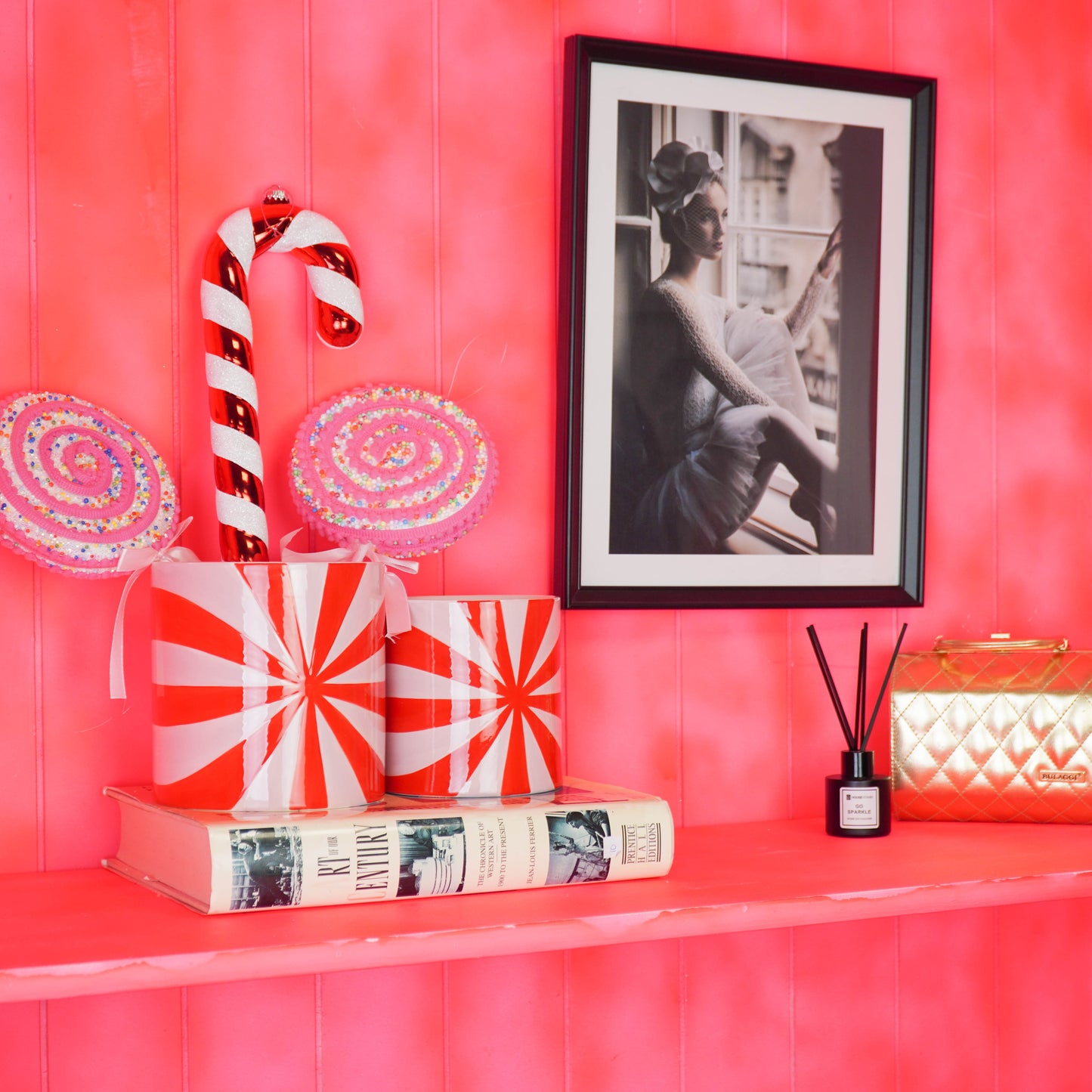 Pot - Flowerpot - Swirl - Red/Pink - 15.5x15.5x16cm