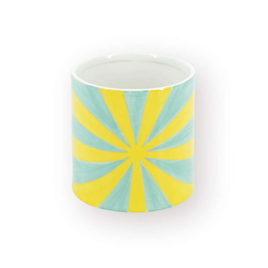 Pot - Flowerpot - Swirl - Yellow/Green - 15.5x15.5x16cm