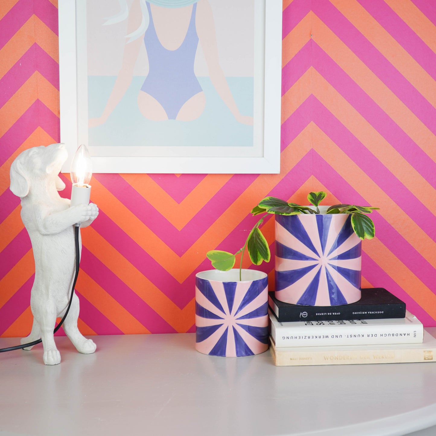 Pot - Flowerpot - Swirl - Blue/Pink - 15.5x15.5x16cm