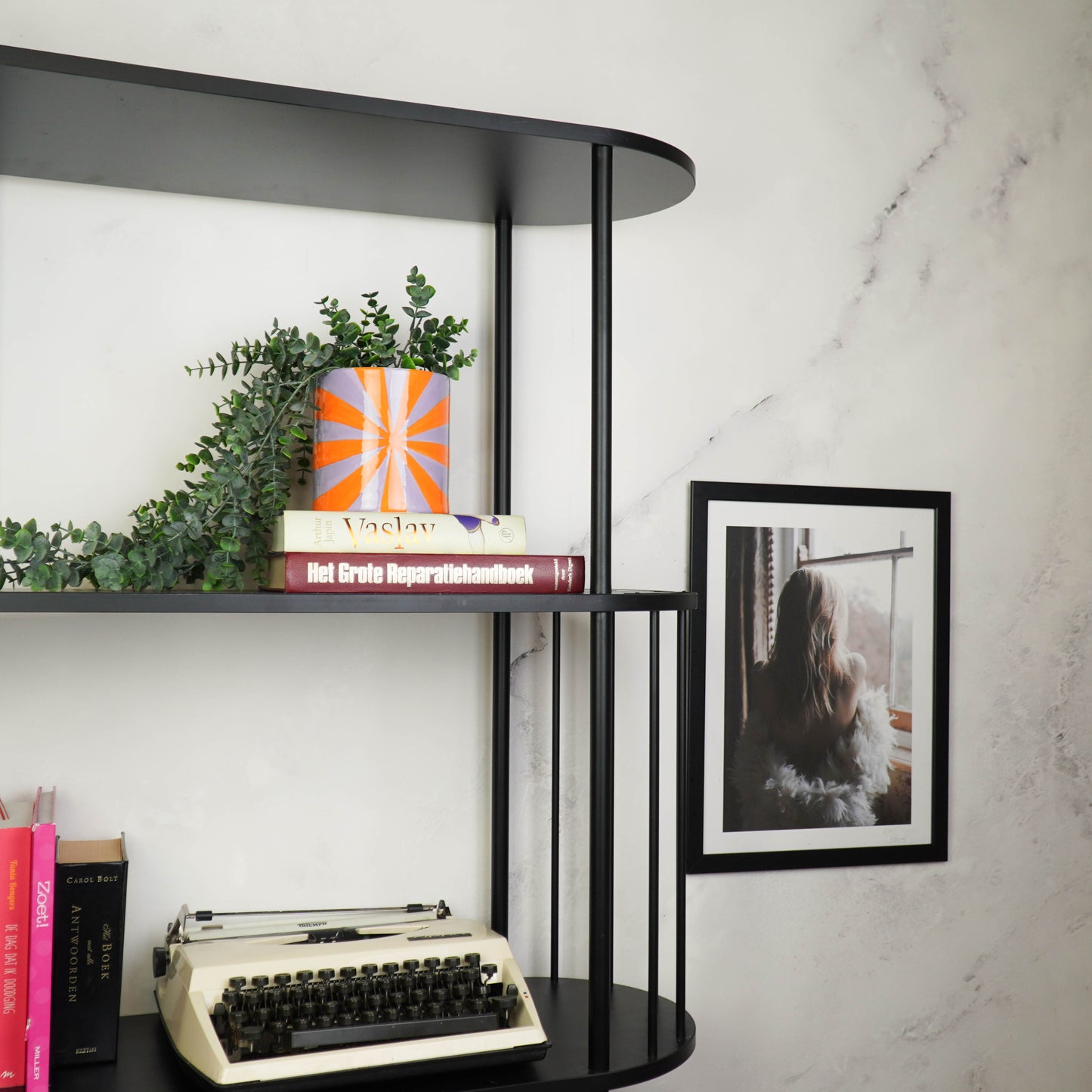 Pot - Flowerpot - Swirl - Lilac/Orange - 15.5x15.5x16cm