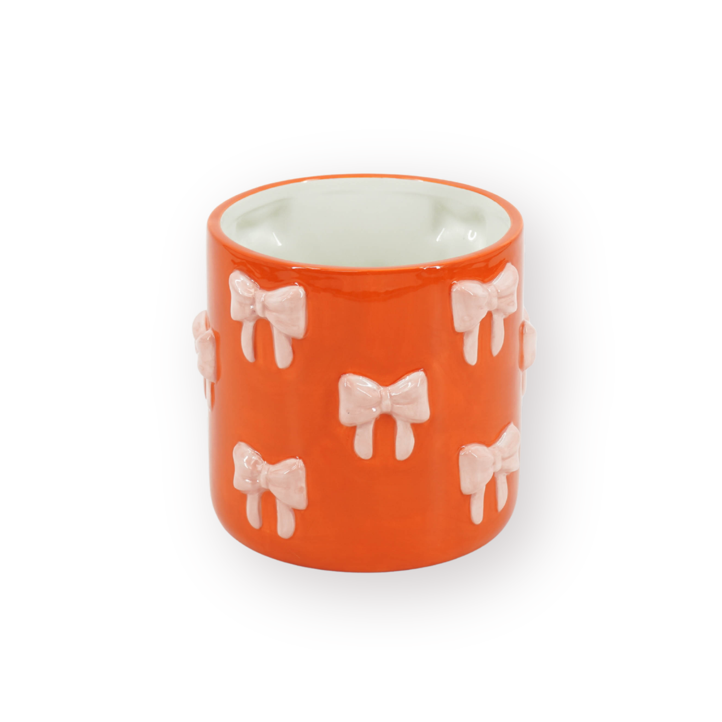 Pot - Flowerpot - Bow - Orange/Pink - 12.5x12.5x13cm