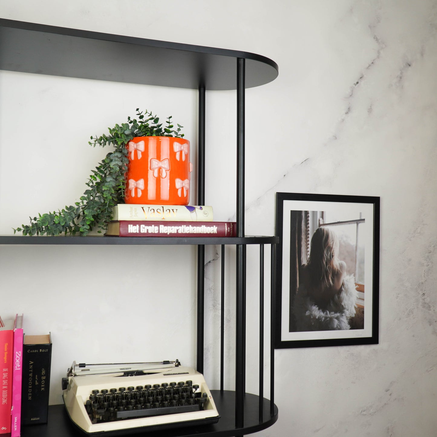 Pot - Flowerpot - Bow - Orange/Pink - 12.5x12.5x13cm