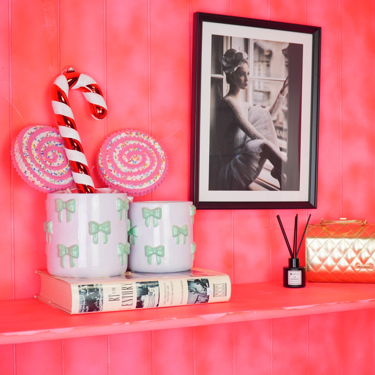 Pot - Flowerpot - Bow - Lilac/Mint - 12.5x12.5x13cm