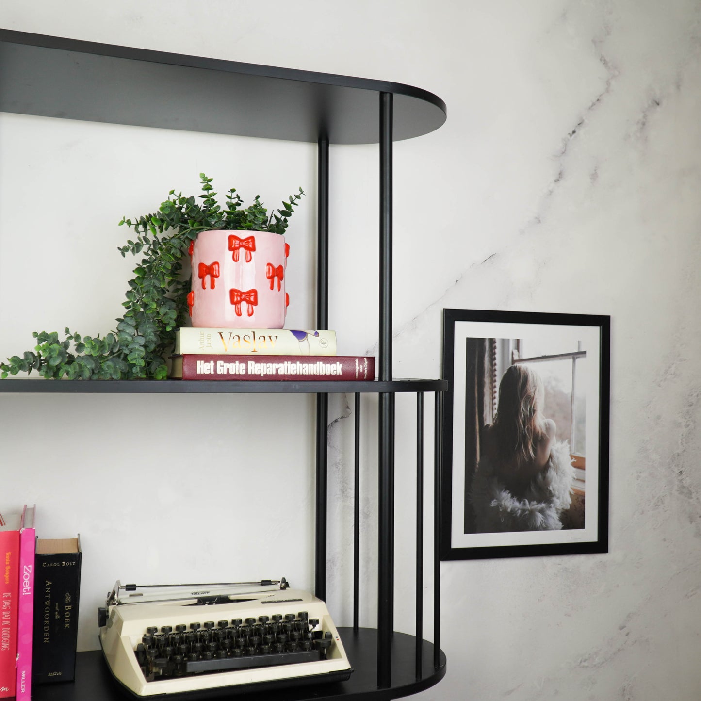 Pot - Flowerpot - Bow - Light Pink/Red - 12.5x12.5x13cm