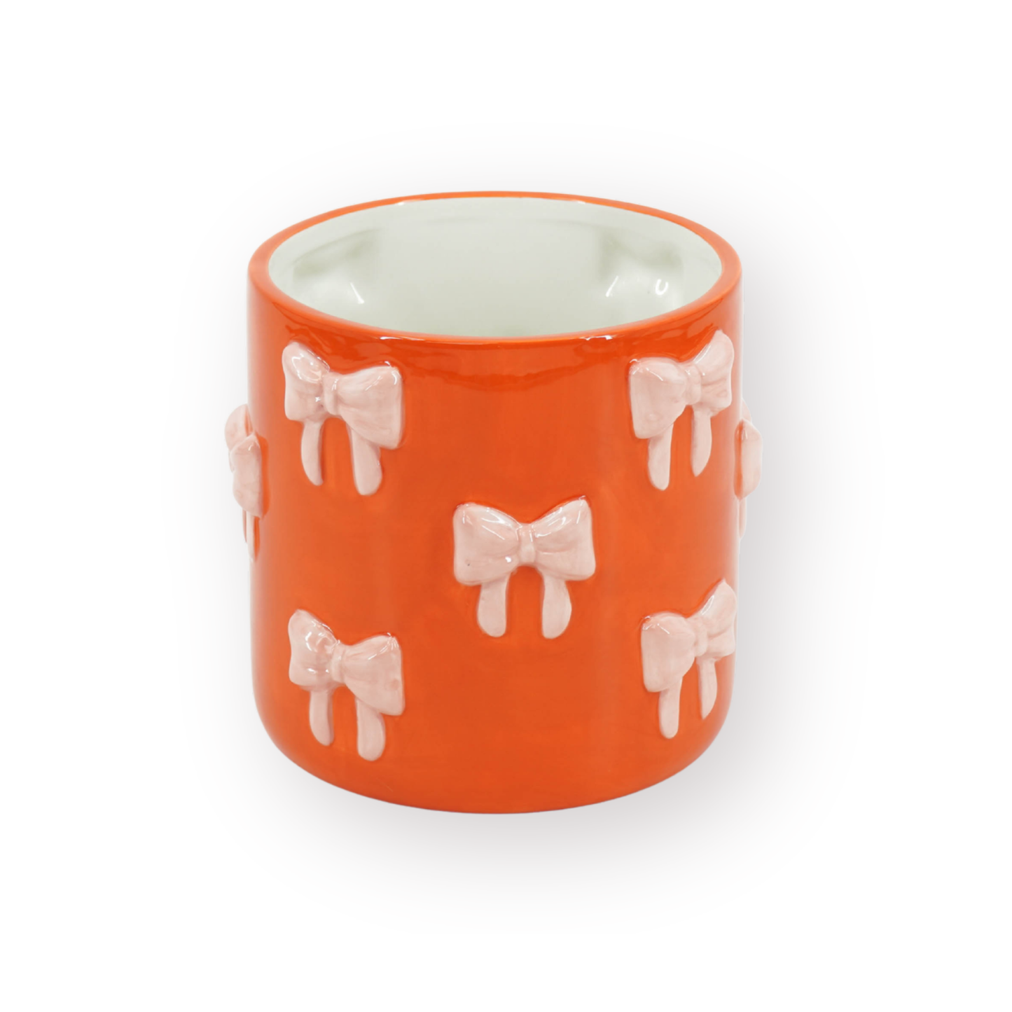Pot - Flowerpot - Bow - Orange/Pink - 15.5x15.5x16cm
