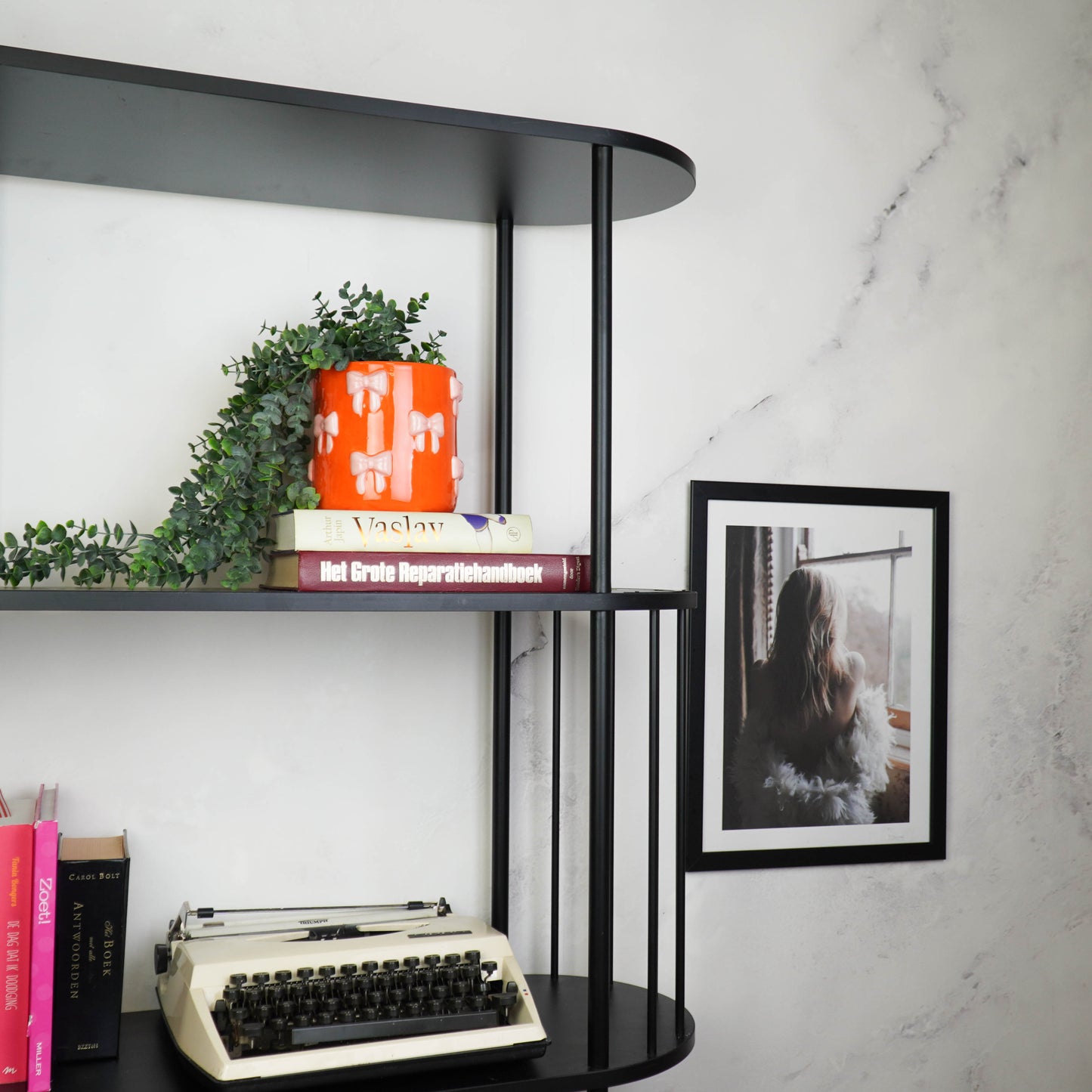 Pot - Flowerpot - Bow - Orange/Pink - 15.5x15.5x16cm