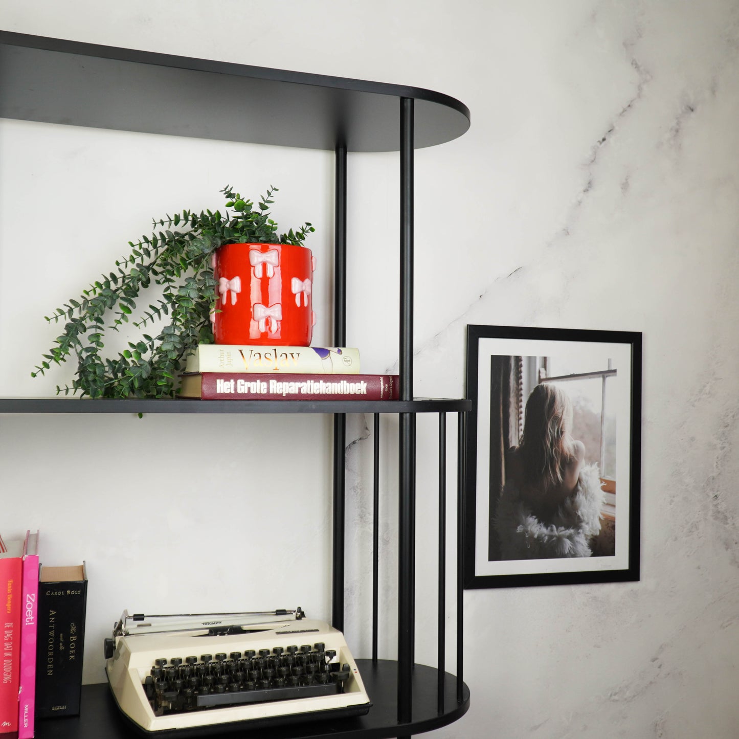 Pot - Flowerpot - Bow - Pink/Red - 15.5x15.5x16cm