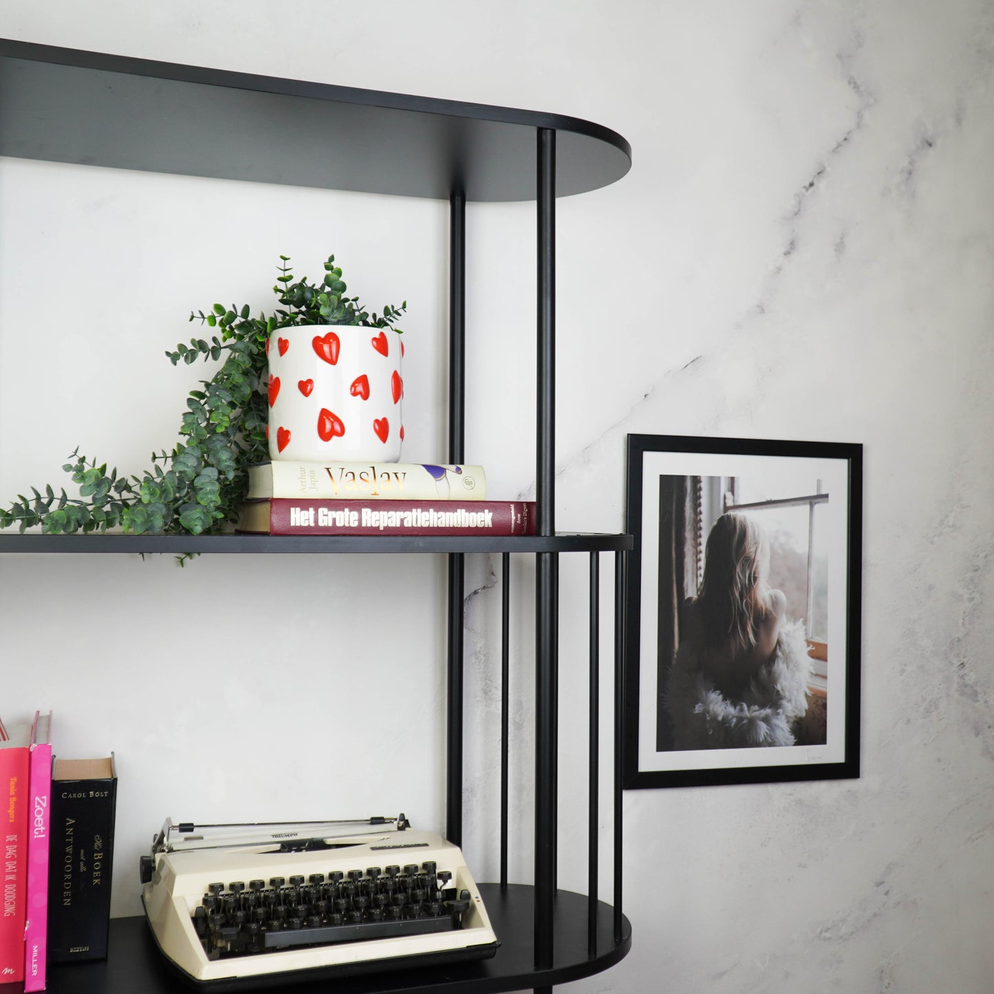 Pot - Flowerpot - Hearts - White/Red - 12.5x12.5x13cm