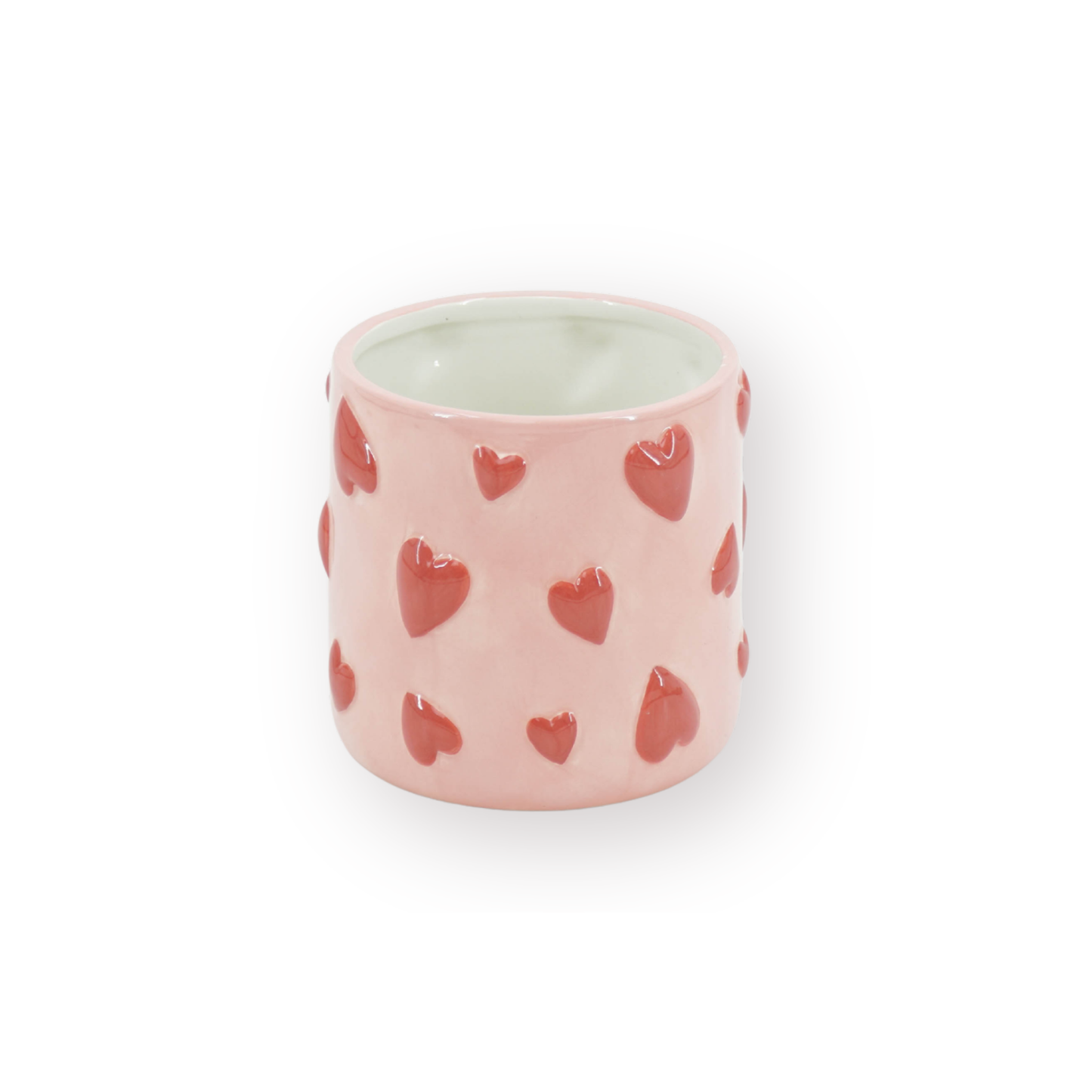 Pot - Flowerpot - Hearts - Pink/Red - 12.5x12.5x13cm