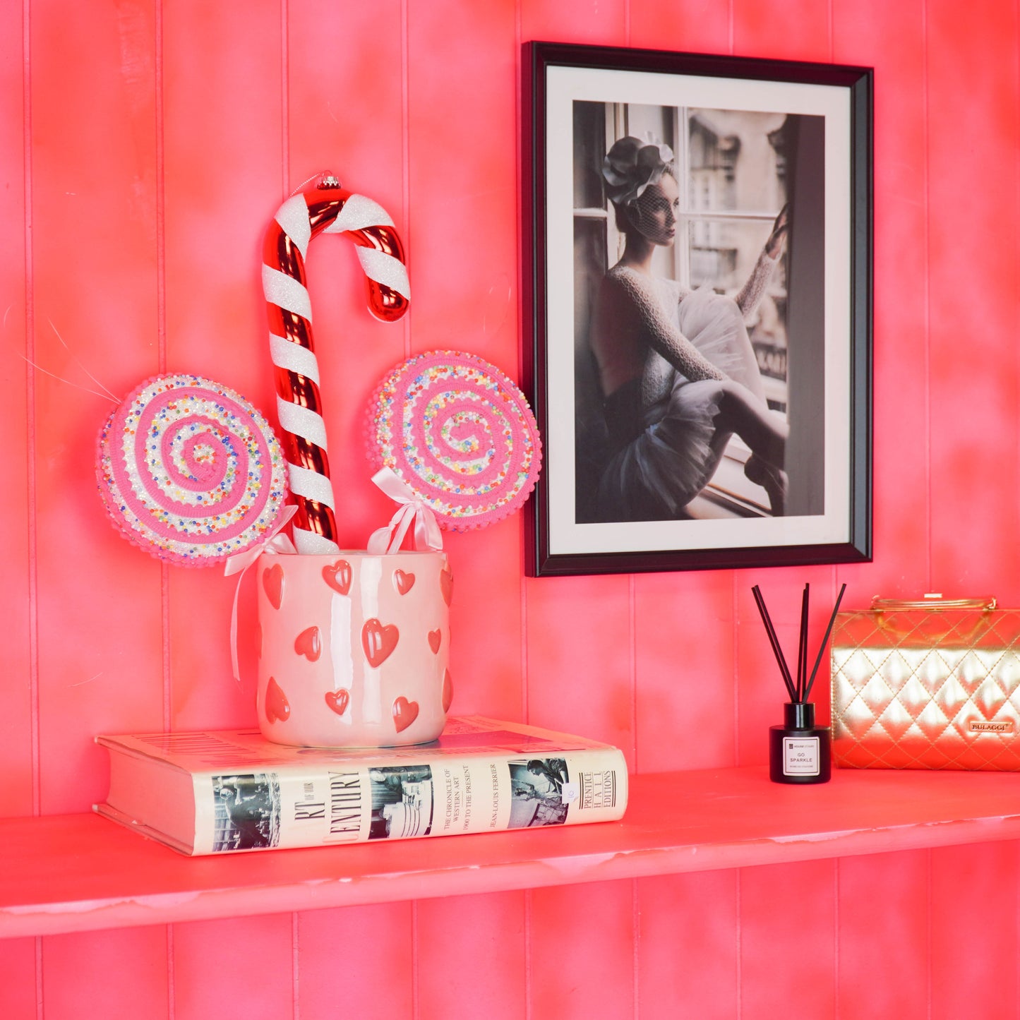 Pot - Flowerpot - Hearts - Pink/Red - 12.5x12.5x13cm