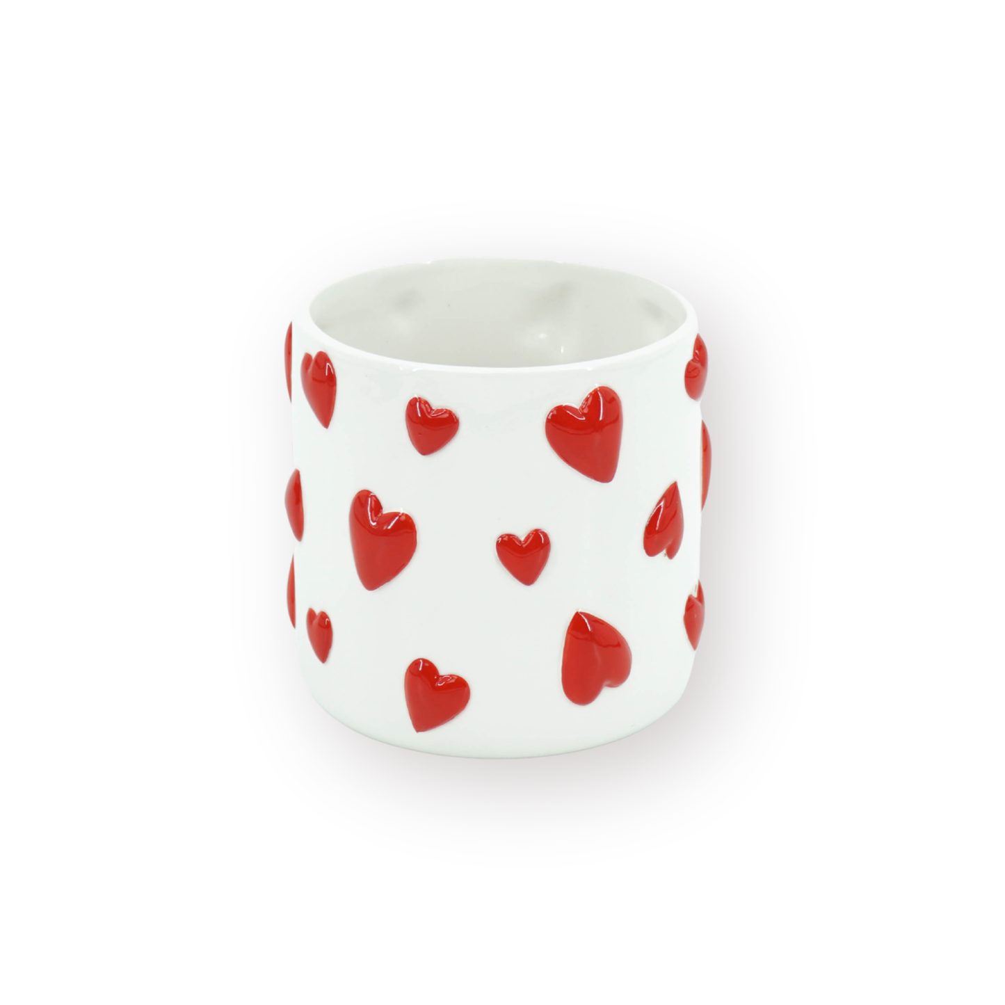 Pot - Flowerpot - Hearts - White/Red - 15.5x15.5x16cm
