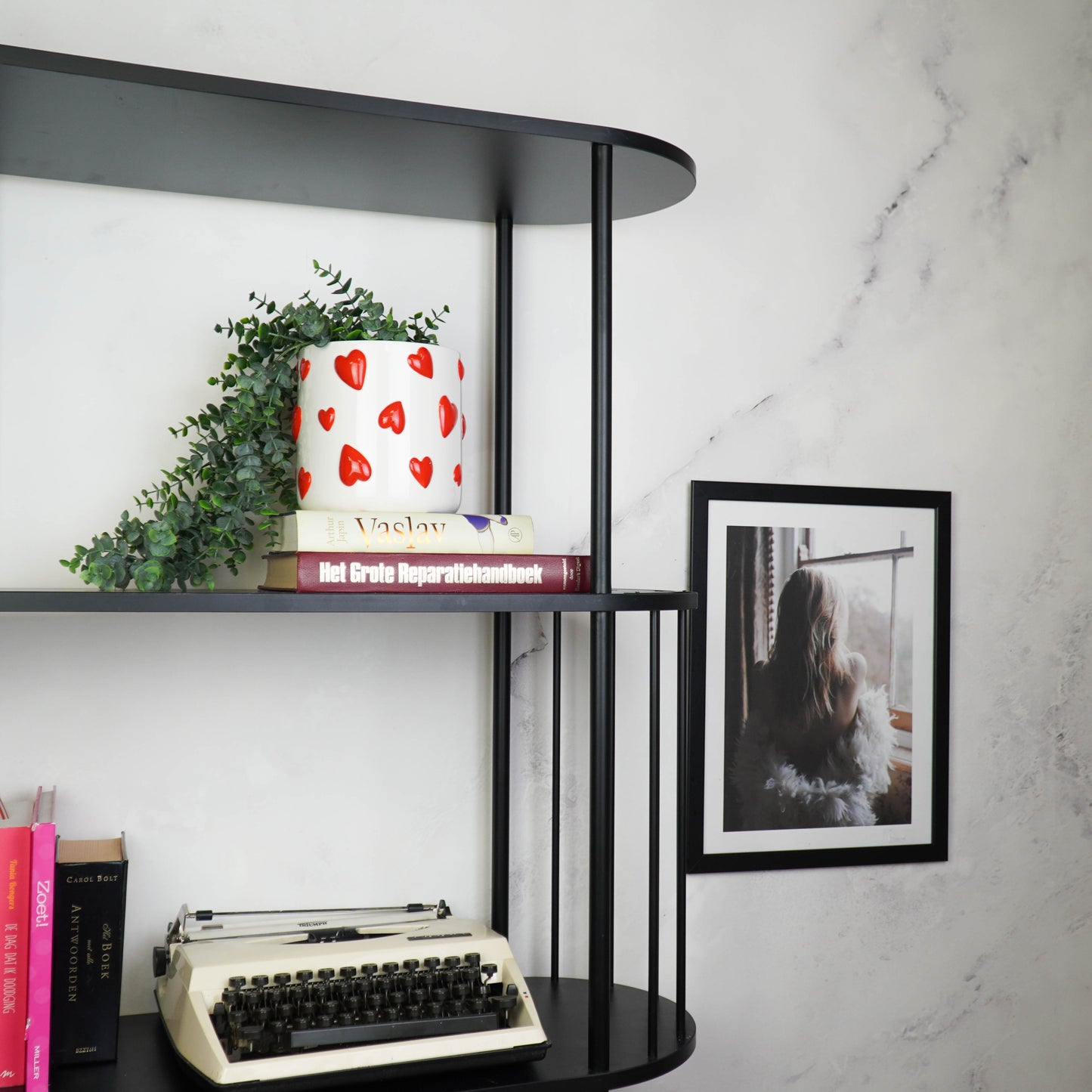 Pot - Flowerpot - Hearts - White/Red - 15.5x15.5x16cm