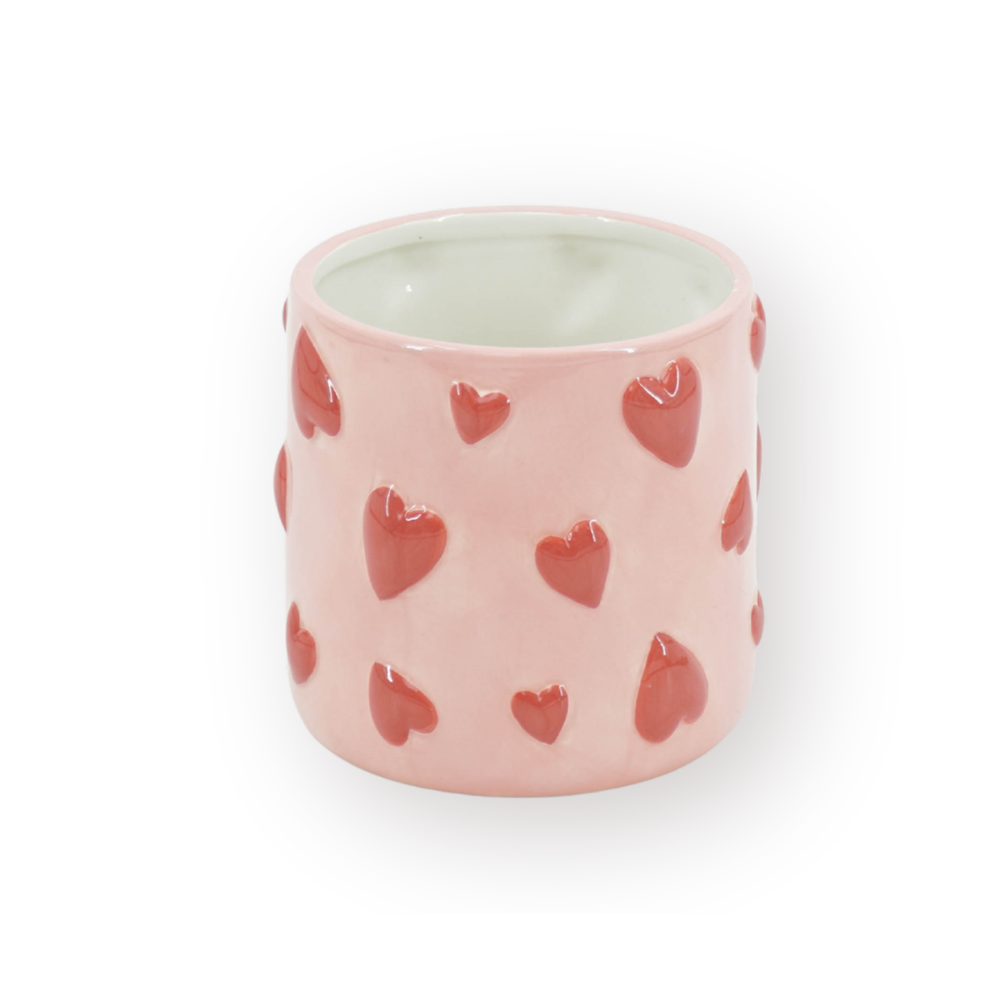 Pot - Flowerpot - Hearts - Pink/Red - 15.5x15.5x16cm