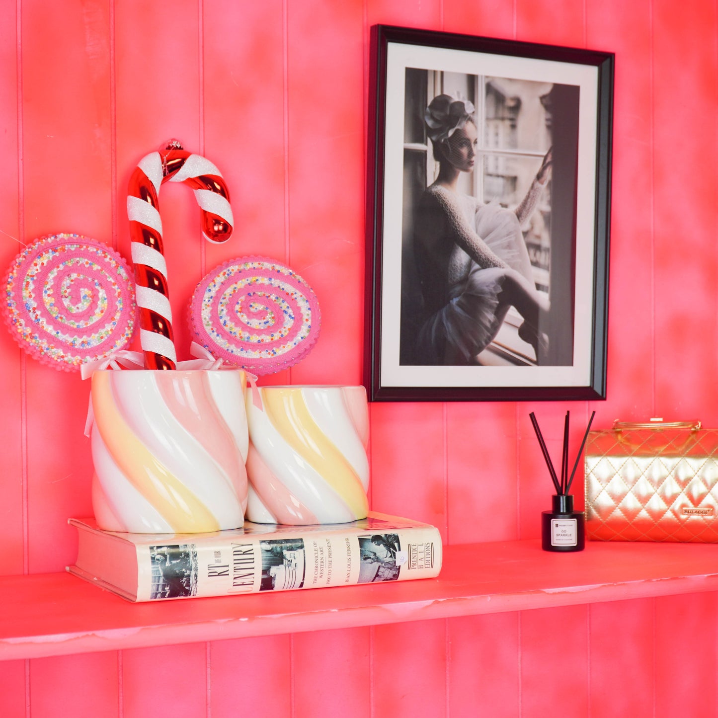 Pot - Flowerpot - Marshmellow - Pink/Yellow - 12.5x12.5x13cm