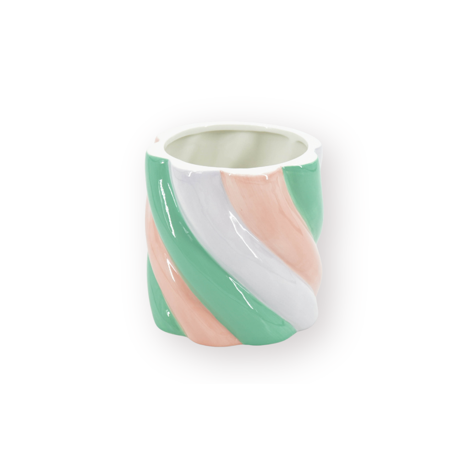 Pot - Flowerpot - Marshmellow- Pink/Green - 12.5x12.5x13cm