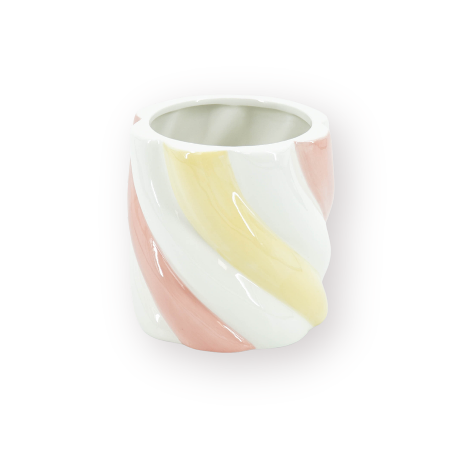 Pot - Flowerpot - Marshmellow - Pink/Yellow - 15.5x15.5x16cm