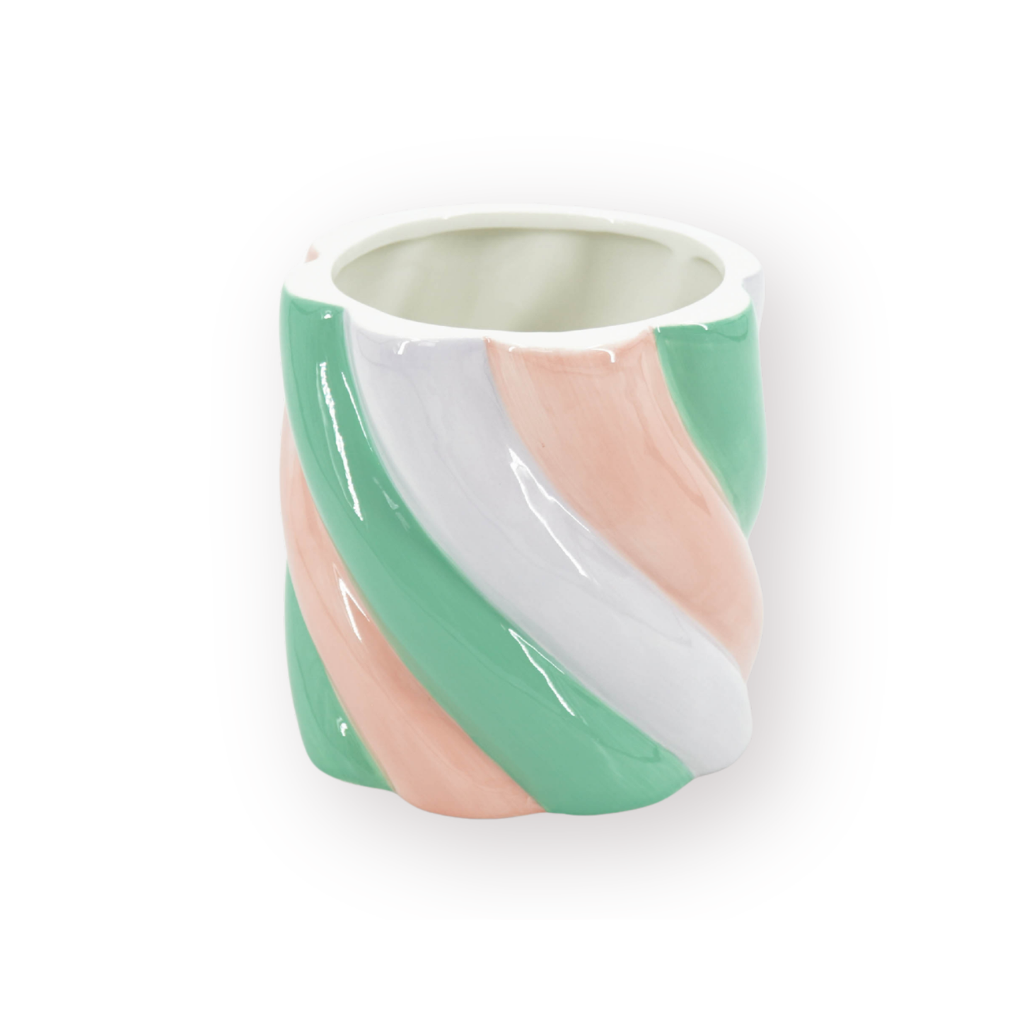 Pot - Flowerpot - Marshmellow- Pink/Green -15.5x15.5x16cm