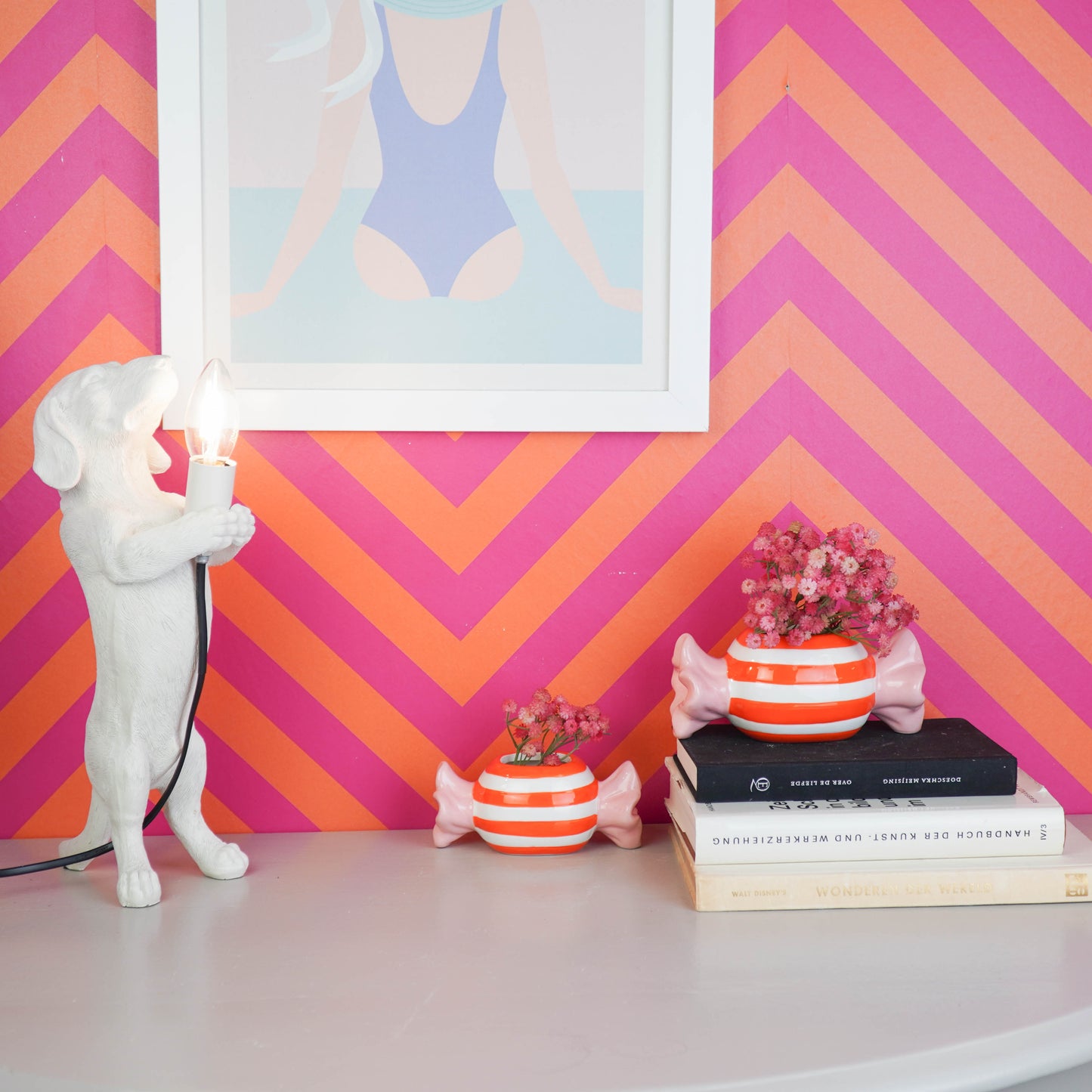 Pot - Flowerpot - Toffee Candy - Orange/Pink -12.5x6x6cm