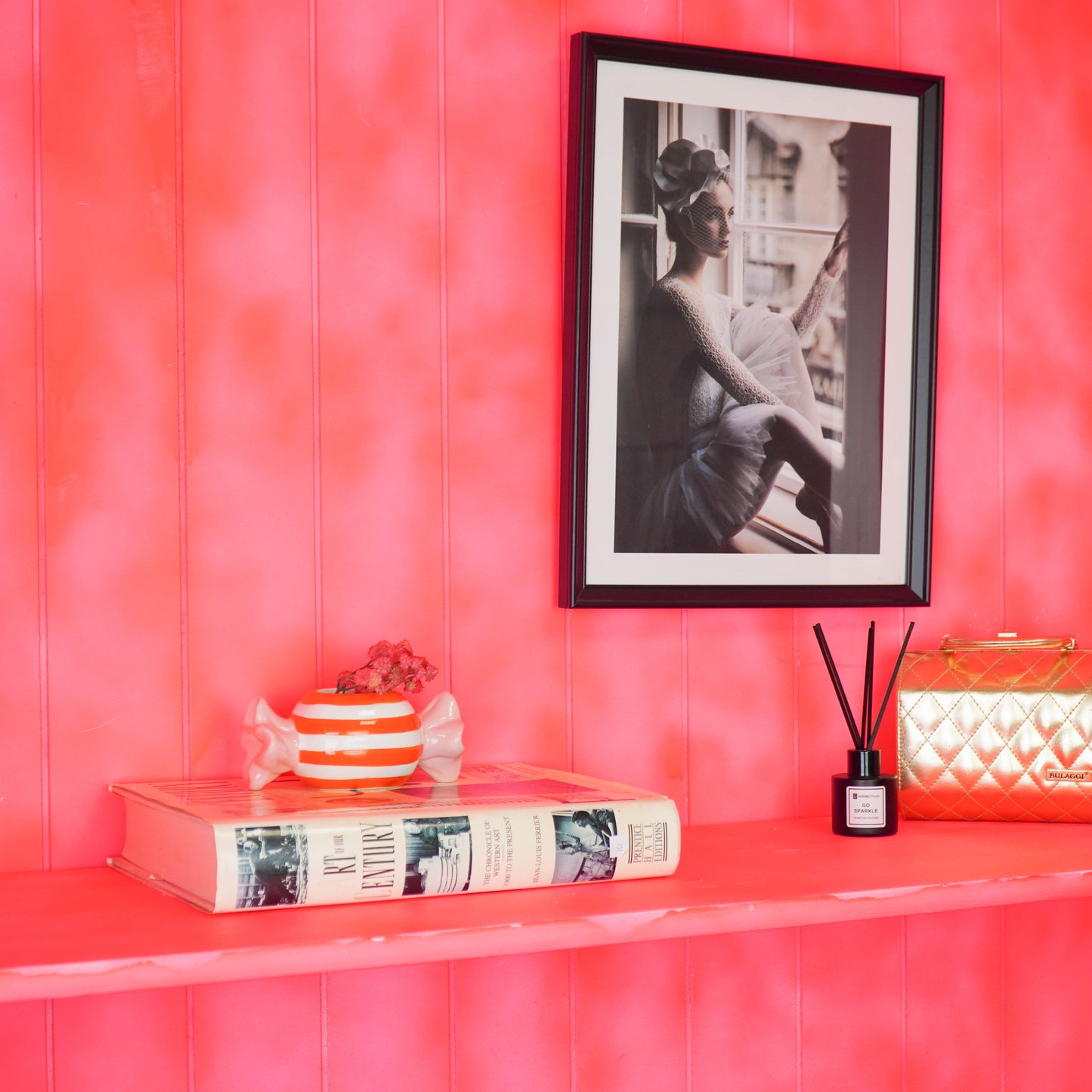 Pot - Flowerpot - Toffee Candy - Orange/Pink -12.5x6x6cm