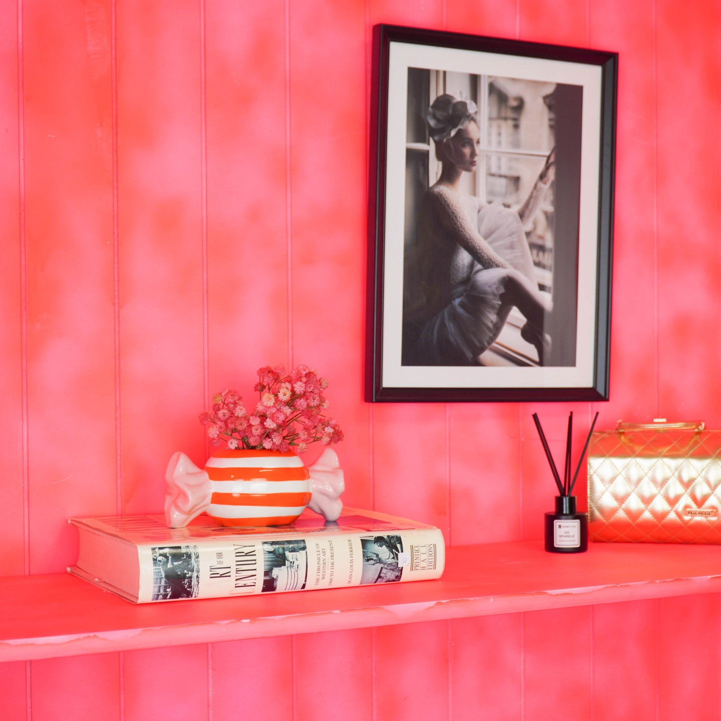 Pot - Flowerpot - Toffee Candy - Orange/Pink - 17x8x8cm