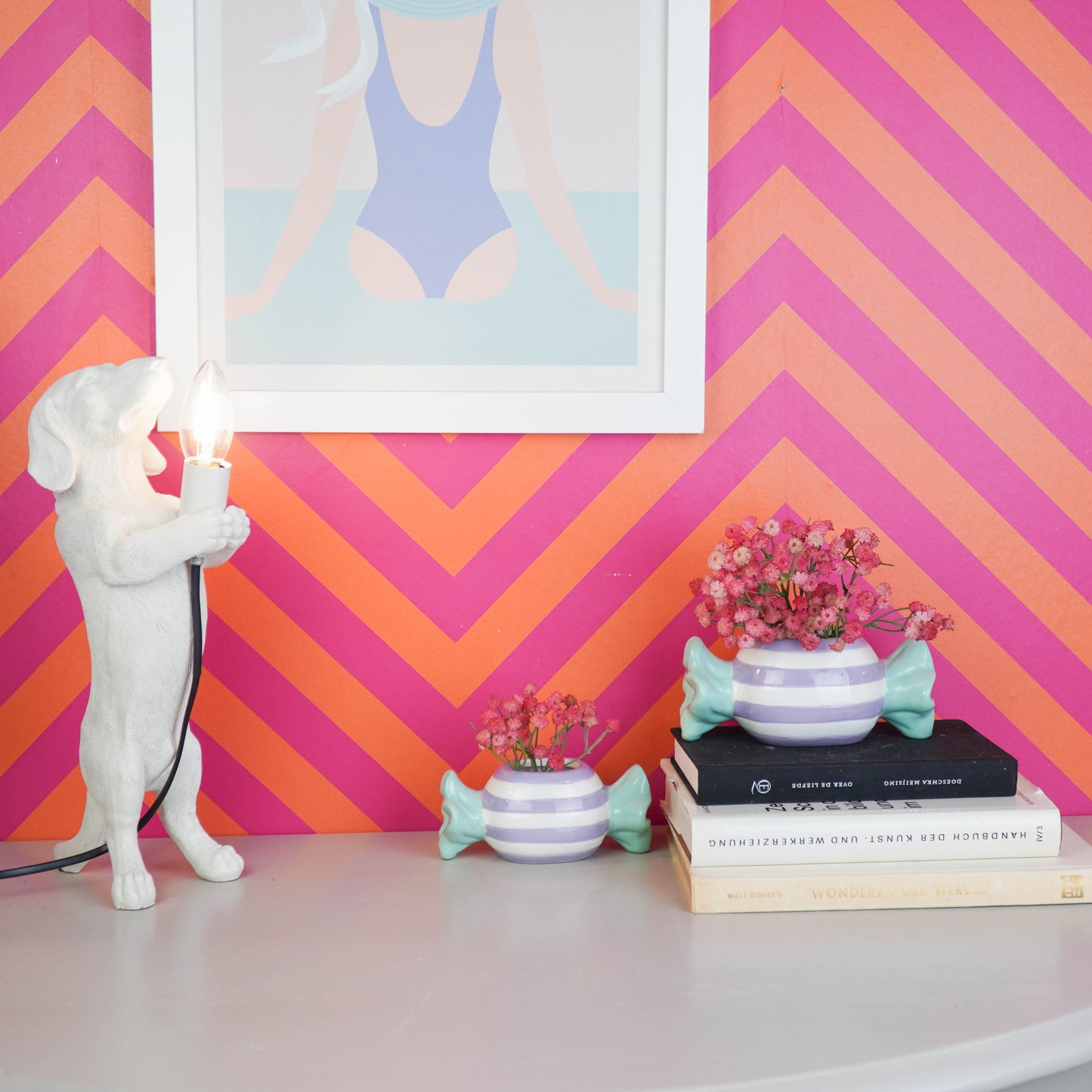 Pot - Flowerpot - Toffee Candy - Mint/Lilac -12.5x6x6cm