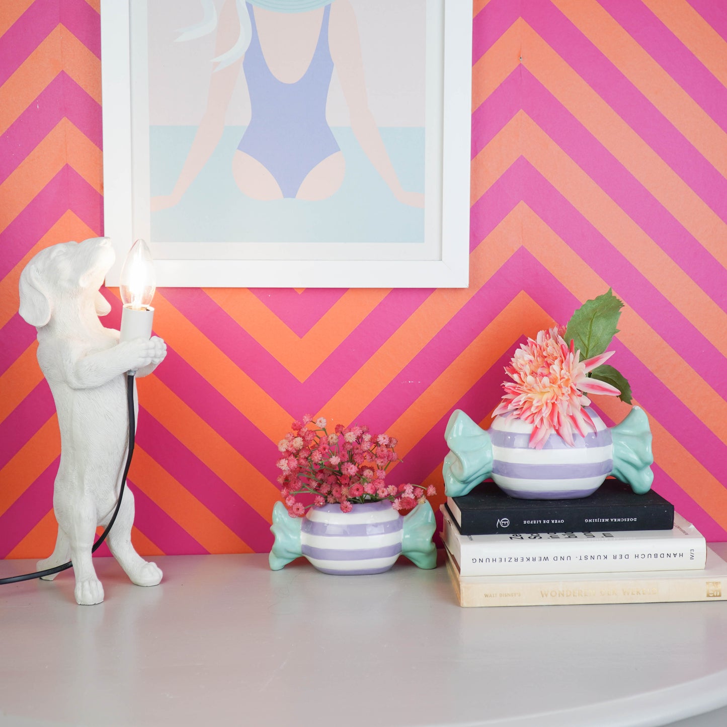 Pot - Flowerpot - Toffee Candy  - Mint/Lilac  - 17x8x8cm