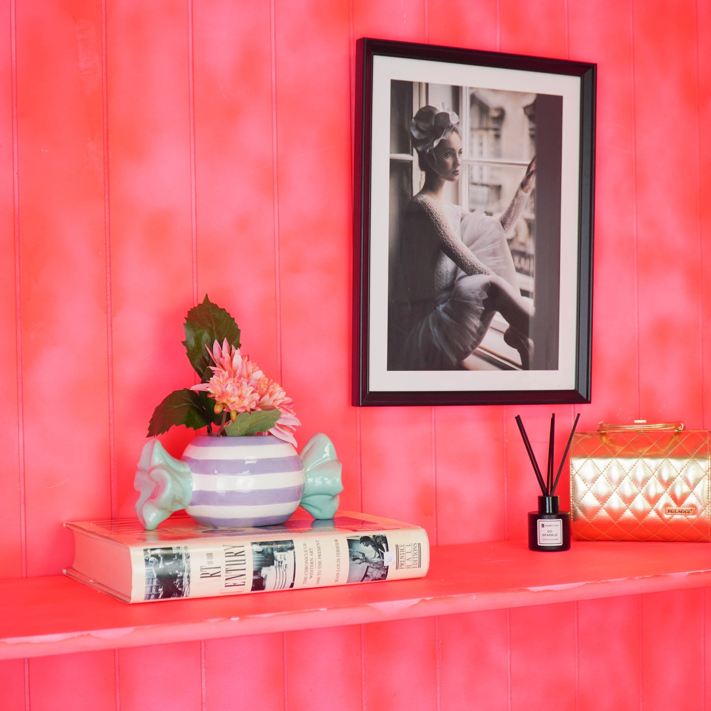 Pot - Flowerpot - Toffee Candy - Mint/Lilac - 21x9.5x9.5 cm