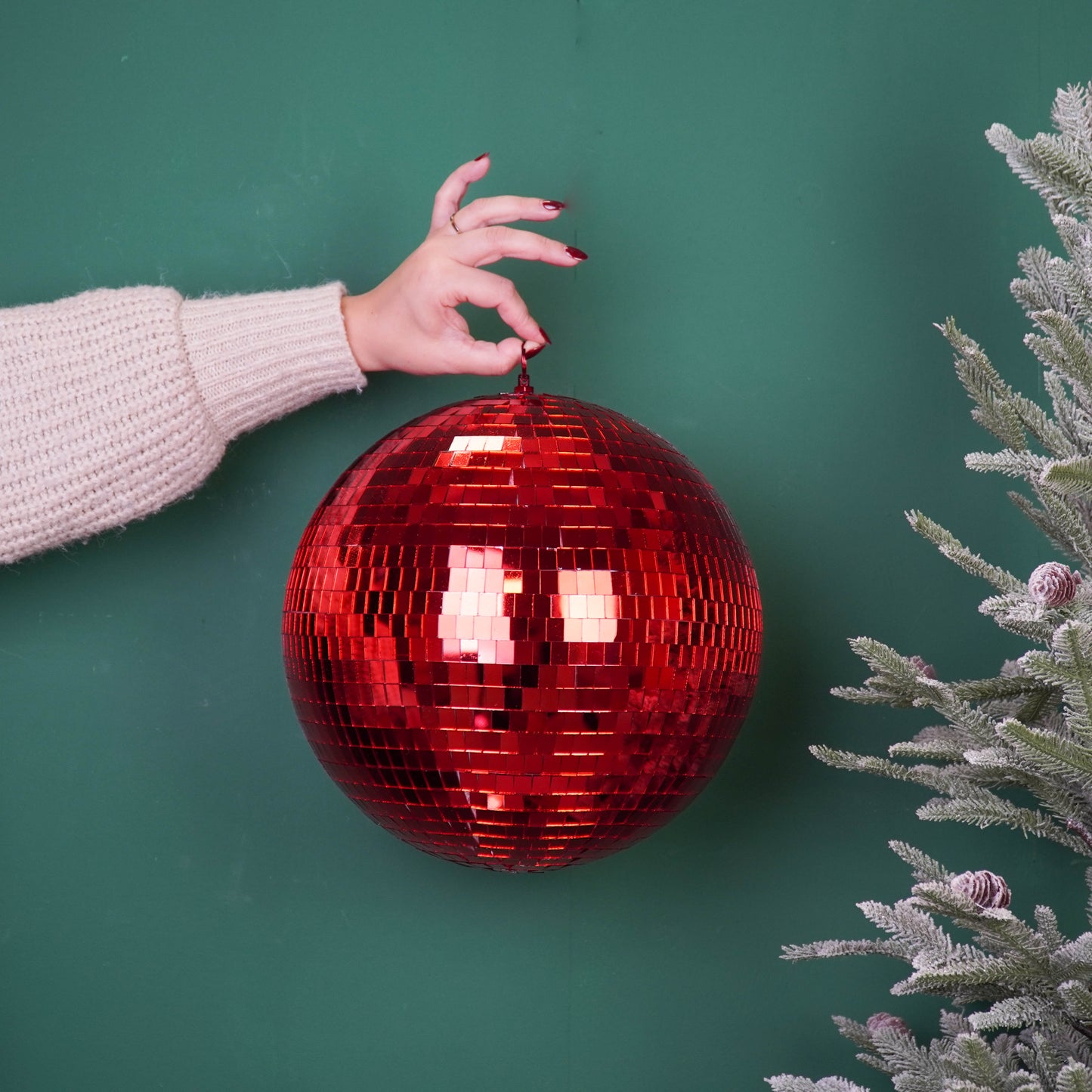 Christmas Decoration -  Christmas Hanger - Discoball - Foam - Red - 30x30x30cm