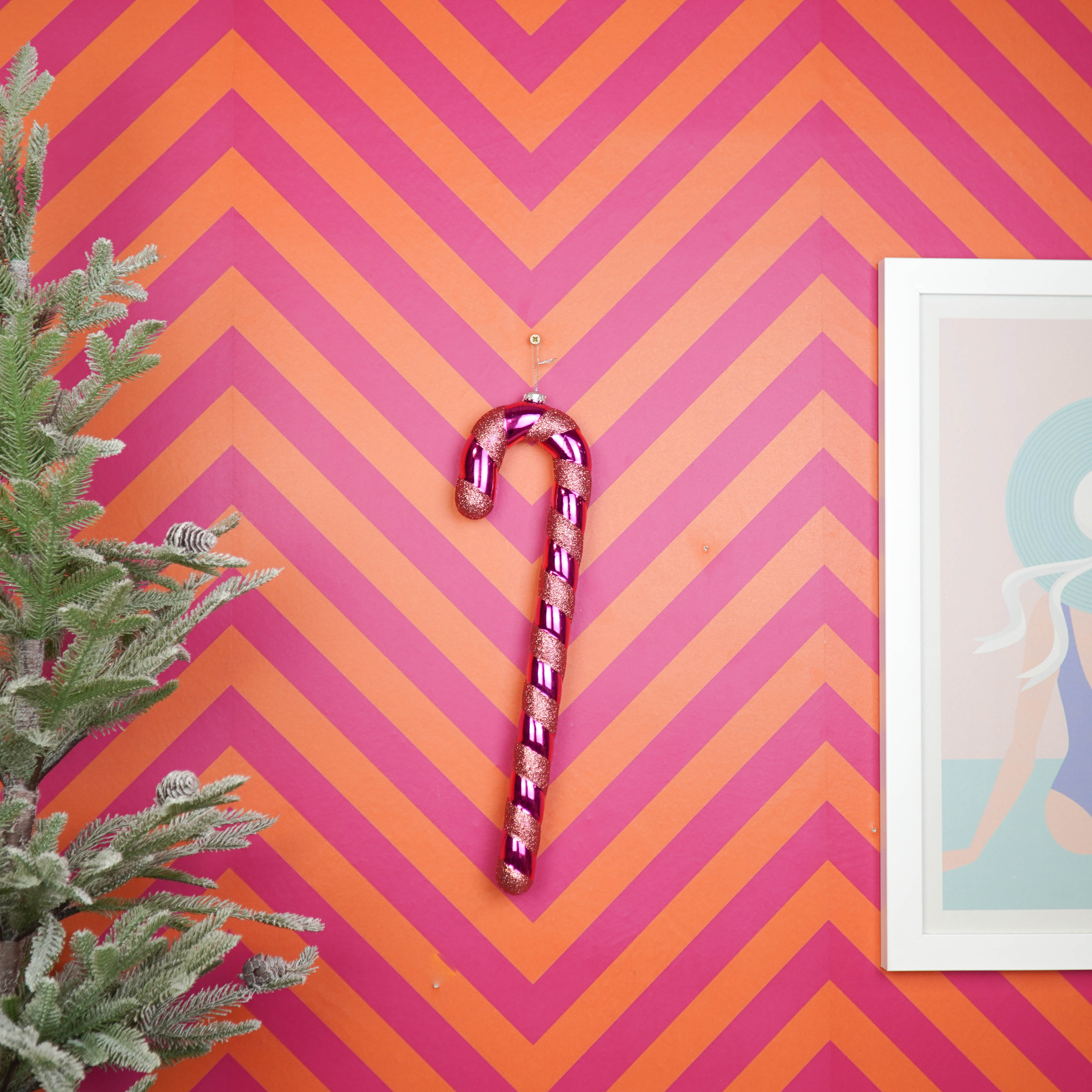 Christmas Decoration - Candy Cane - Polysterene - Red/Pink - 11x3x42 cm