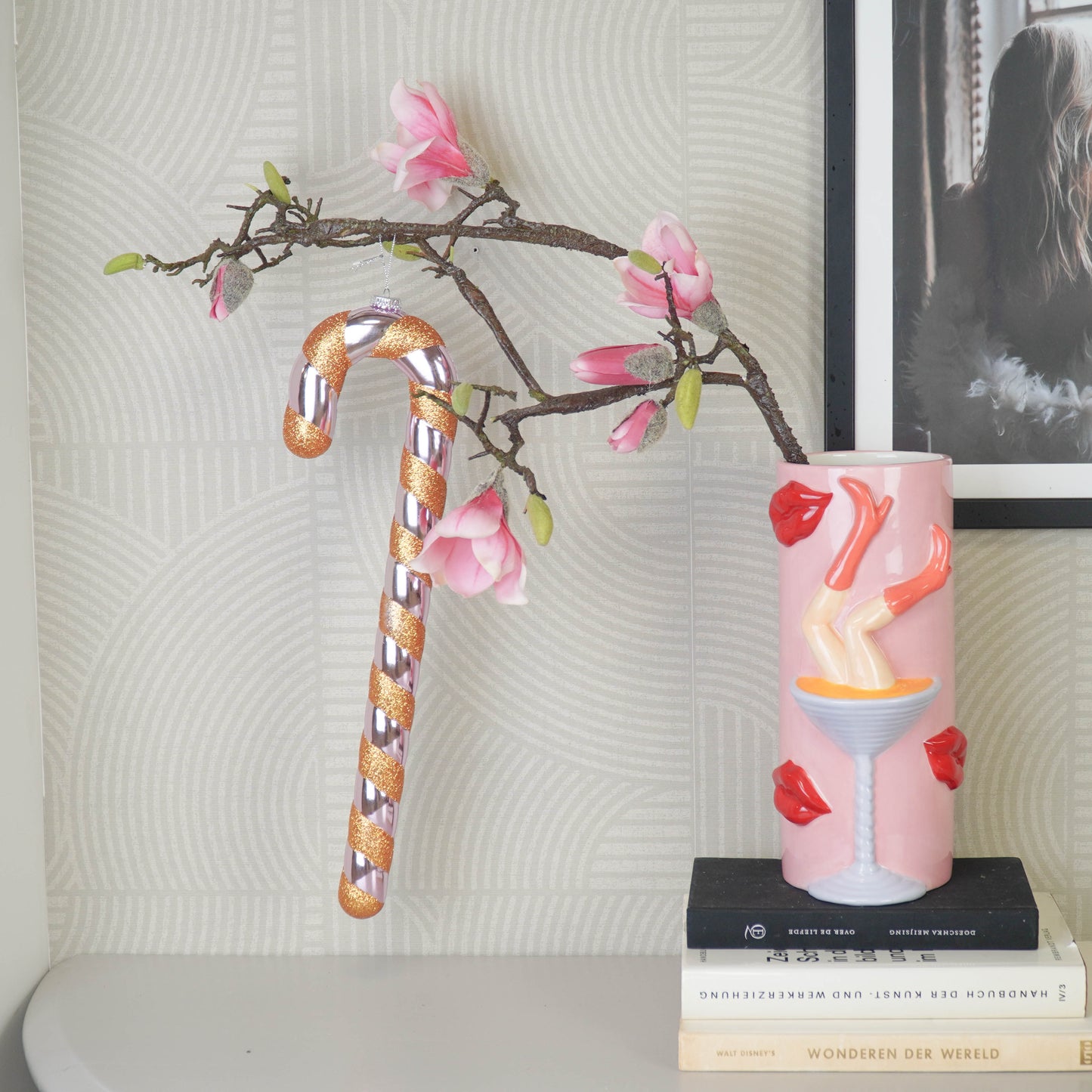Christmas Decoration - Candy Cane - Polysterene - Pink/Orange - 11x3x42 cm