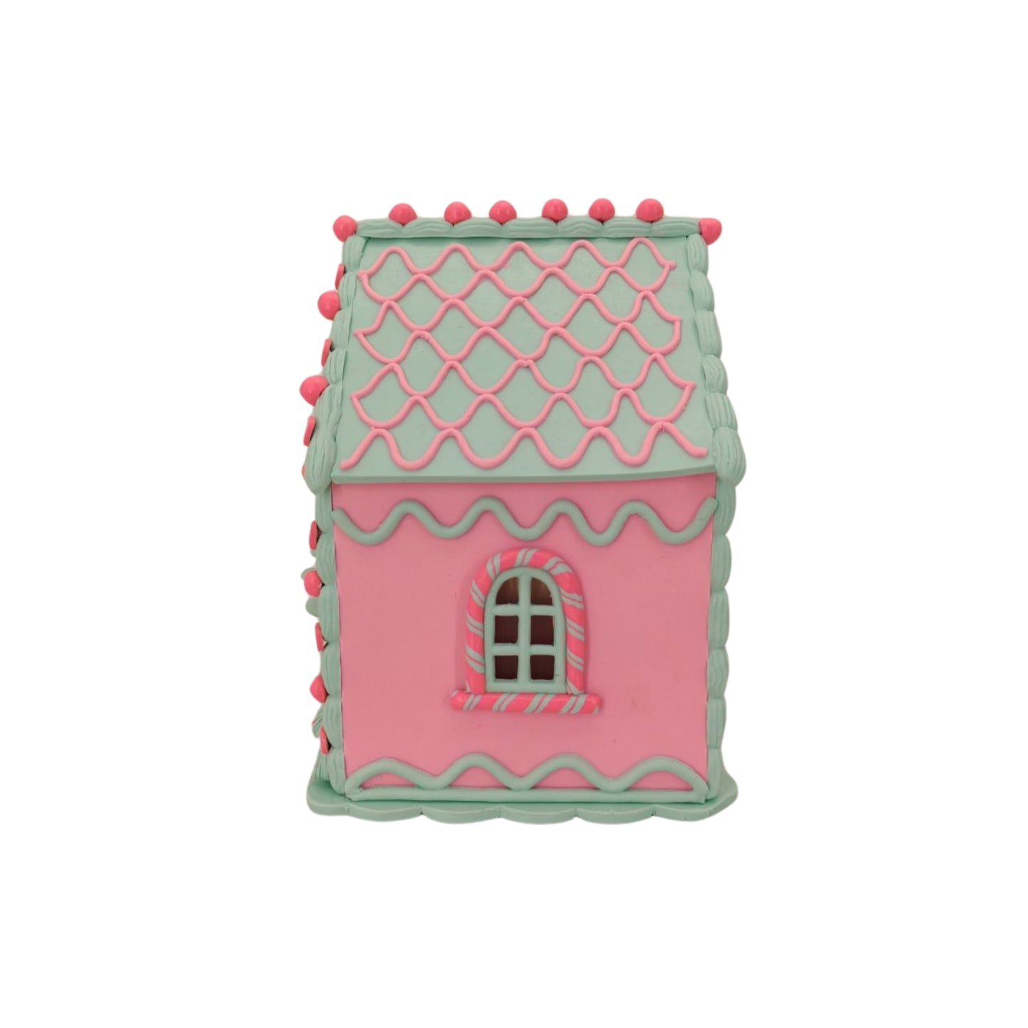 LED - Candy House - Polyresin - Pink/Mint - 13x18,5cm