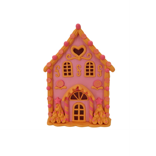 LED - Candy House - Polyresin - Pink/Orange - 13x13x18,5cm