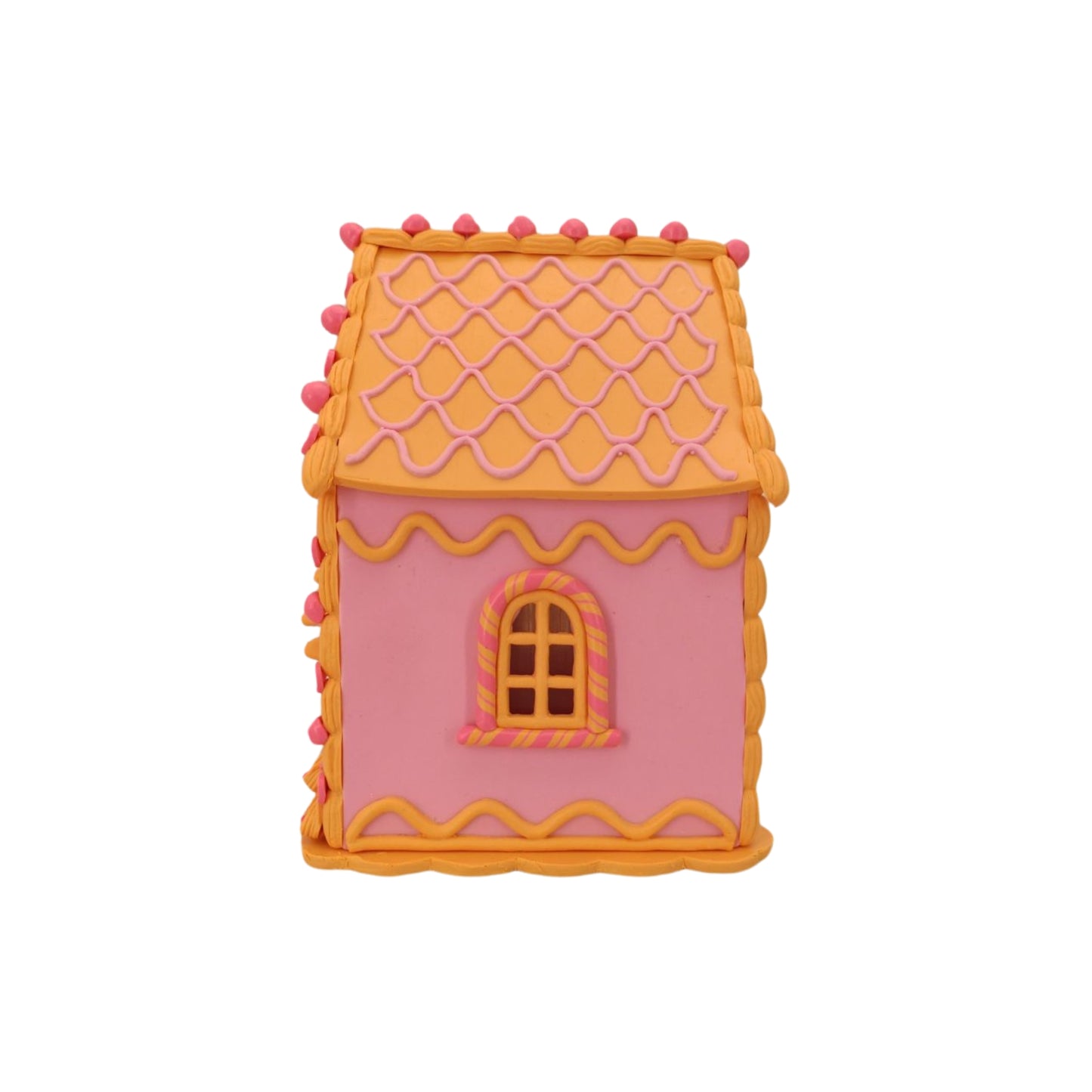LED - Candy House - Polyresin - Pink/Orange - 13x13x18,5cm