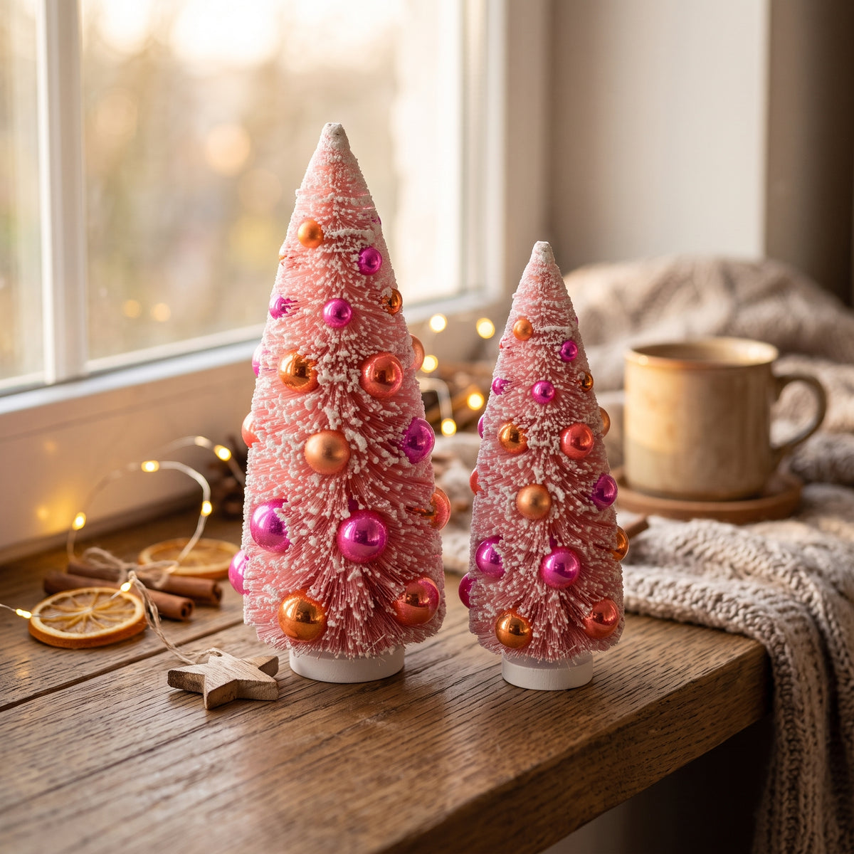 Christmas Tree - Sisal/Plastic - Pink -12x31cm