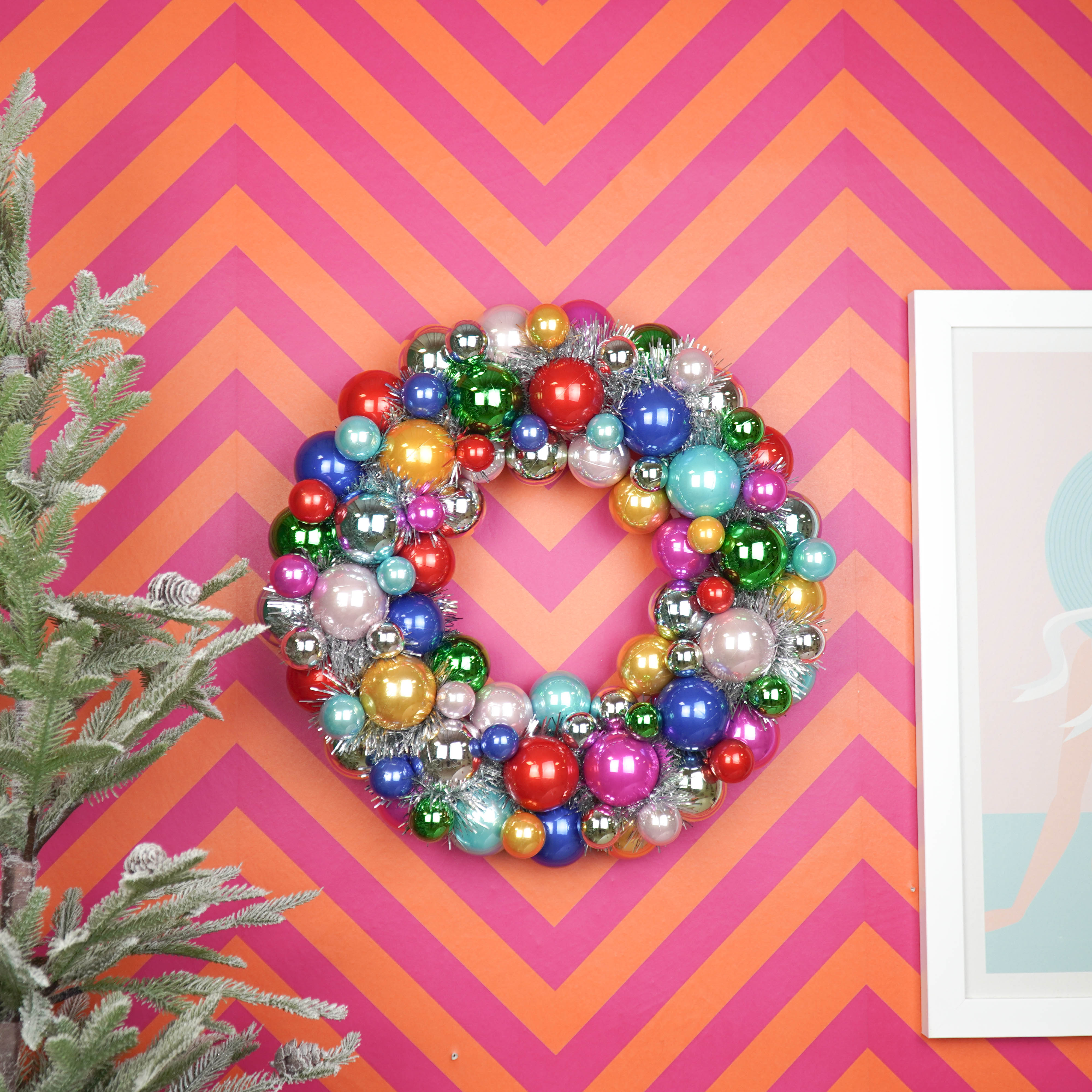 Christmas Decoration - Christmas Wreath - Christmas Baubles - Polysterene - Multicolour - 34x10 cm