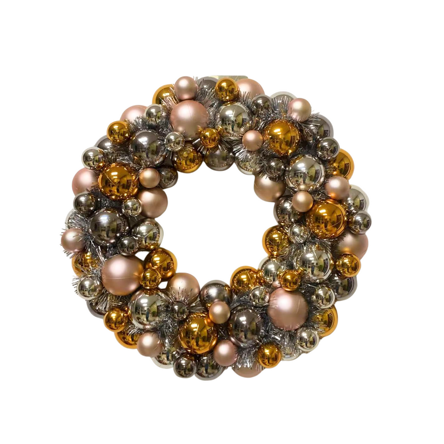Christmas Decoration - Christmas Wreath - Christmas Baubles - Polysterene - Taupe - 34x10 cm