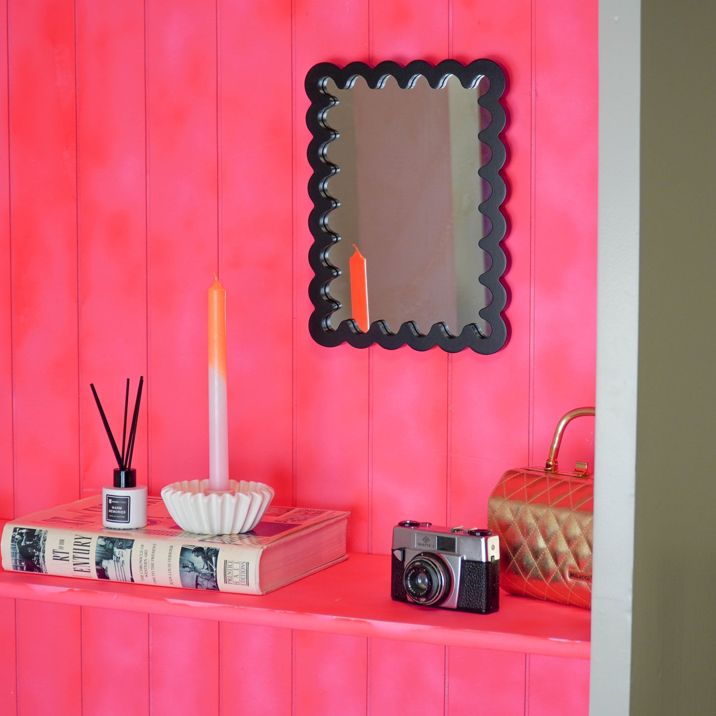 Mirror - Wavey - Black - MDF - 24x33x1.5cm