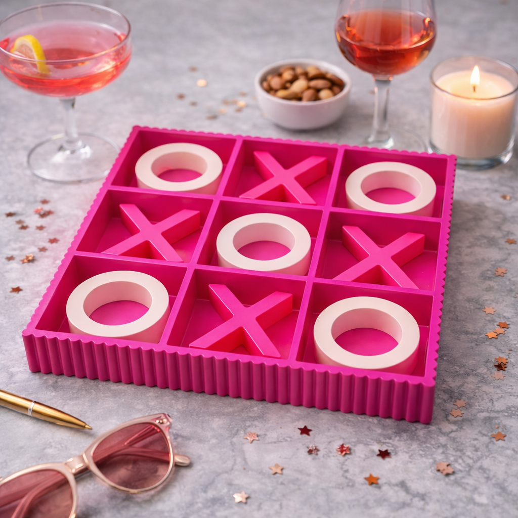 Game - Tic Tac Toe - MDF - Light/Neon Pink - 33x33x5cm