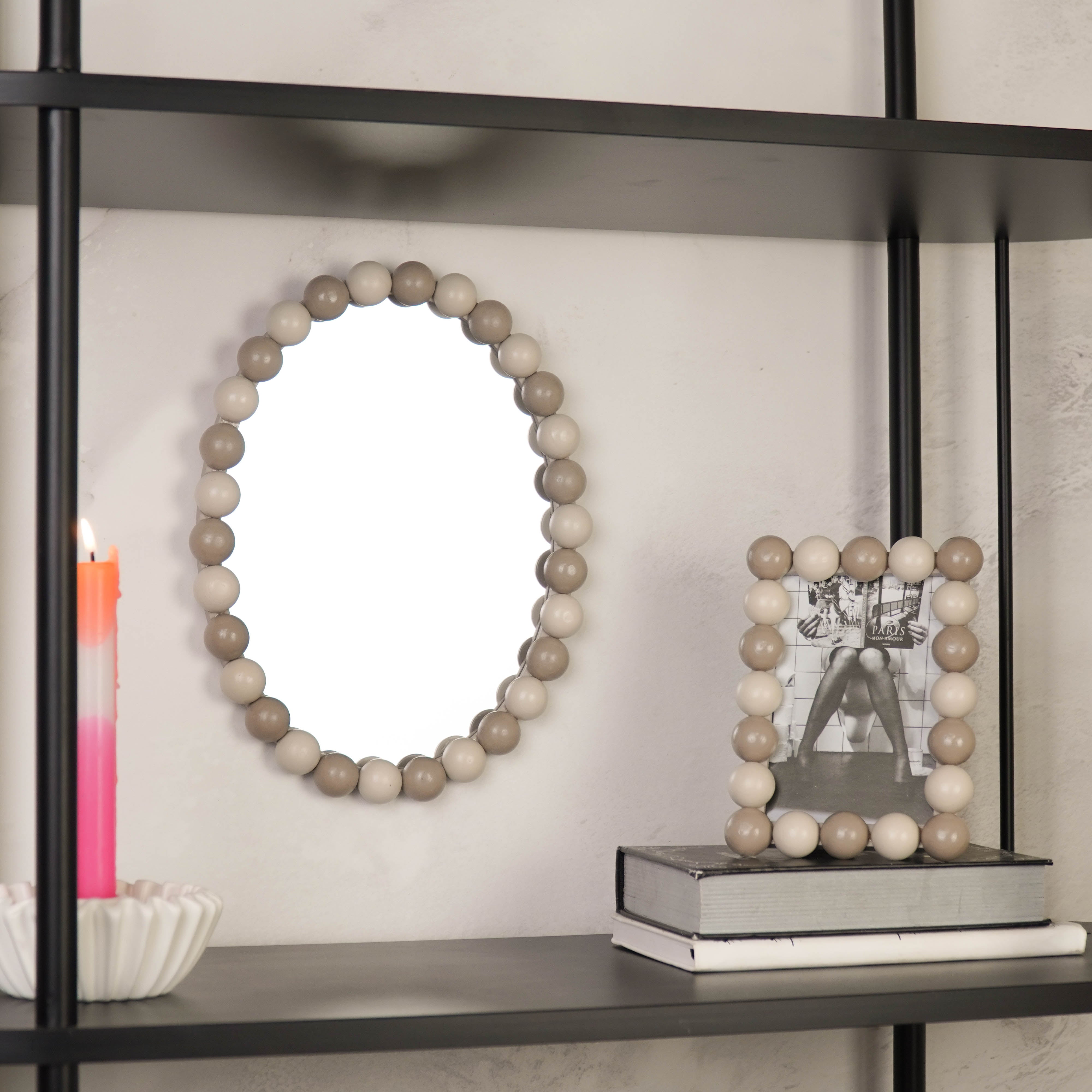 Mirror - Oval - Bubbles - Sand/Taupe - 29x22.5cm