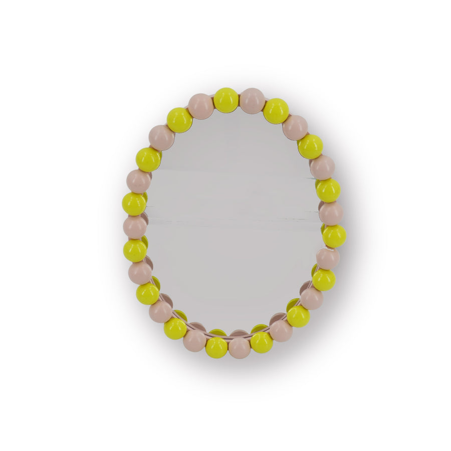 Mirror - Oval - Bubbles -Light Pink/Yellow- 29x22.5cm